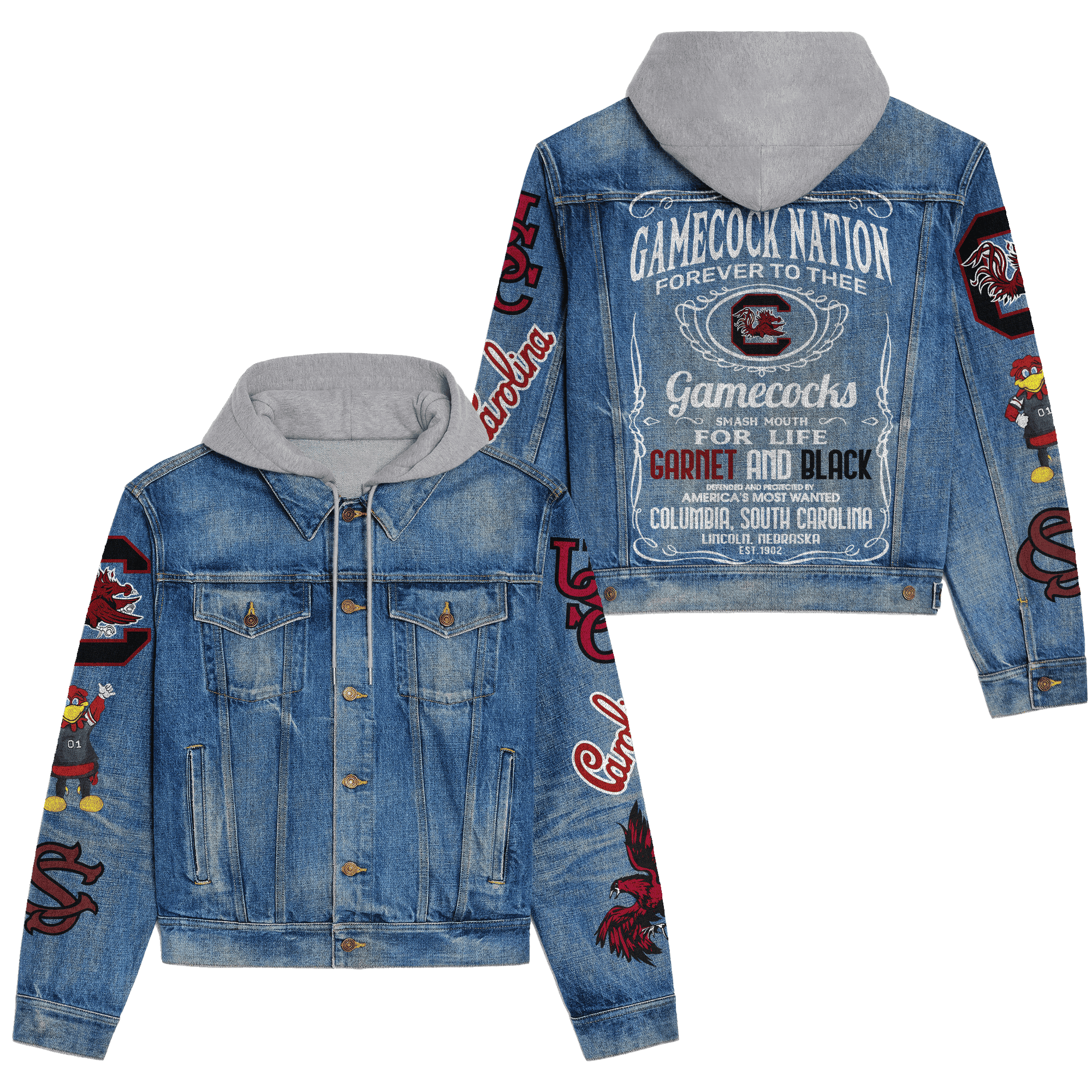 South Carolina Gamecocks Premium Hooded Denim Jacket