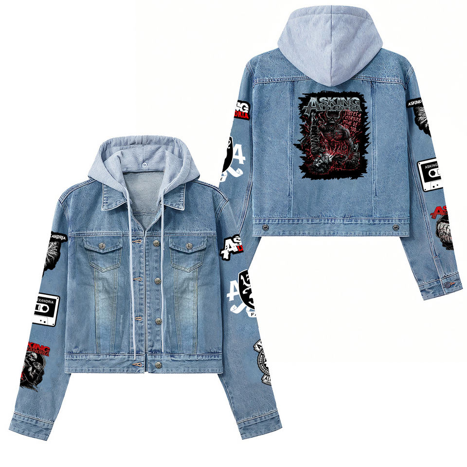 Asking Alexandria There'S A Creature Inside Of You Too Hooded Denim Jacket Best Fall Jackets 2025 For Men And Women