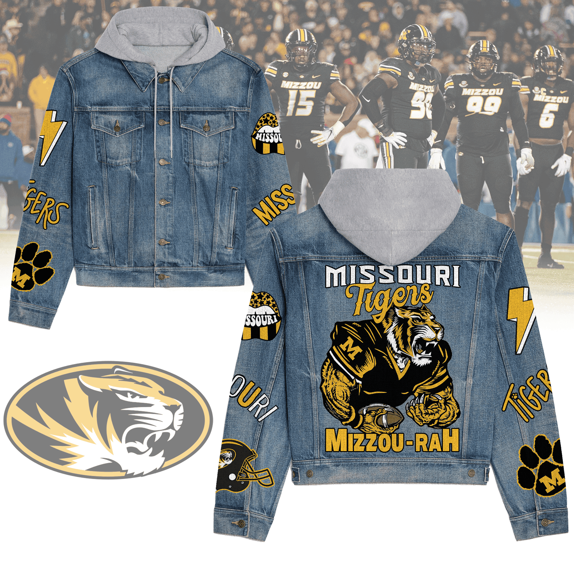 Premium Missouri Tigers Premium Hooded Denim Jacket