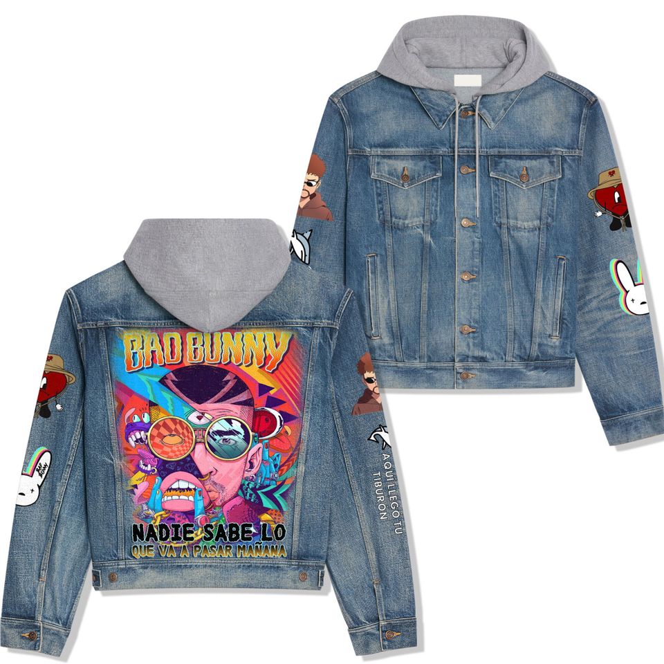 Bad Bunny Nadie Sabe Lo Que Va A Pasar Manana Hooded Denim Jacket Best Fall Jackets 2025 For Men And Women