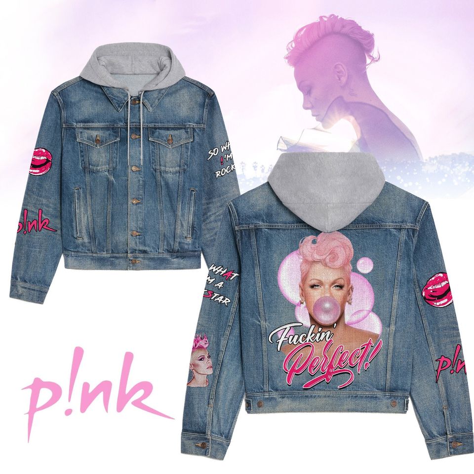 Pink Fuckin Perfect Hooded Denim Jacket Best Fall Jackets 2025 For Men And Women