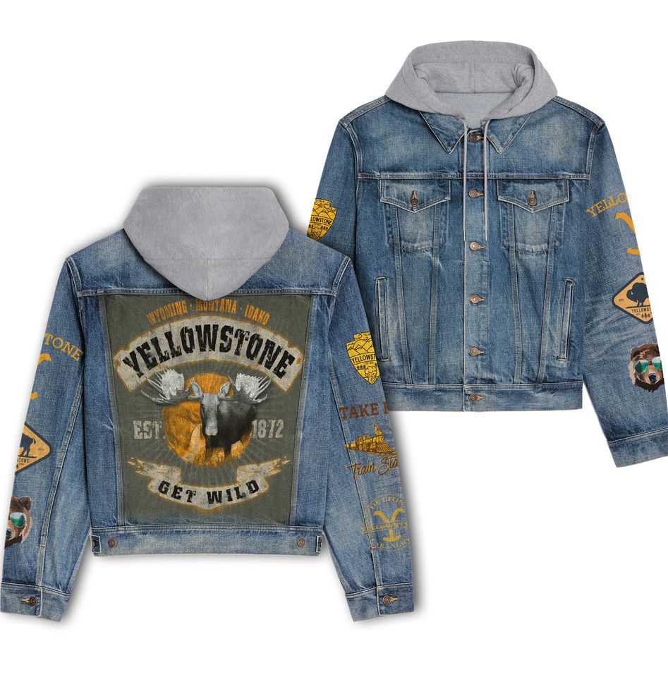 Ystone National Park Drawstring Hooded Denim Jacket Best Fall Jackets 2025 For Men And Women