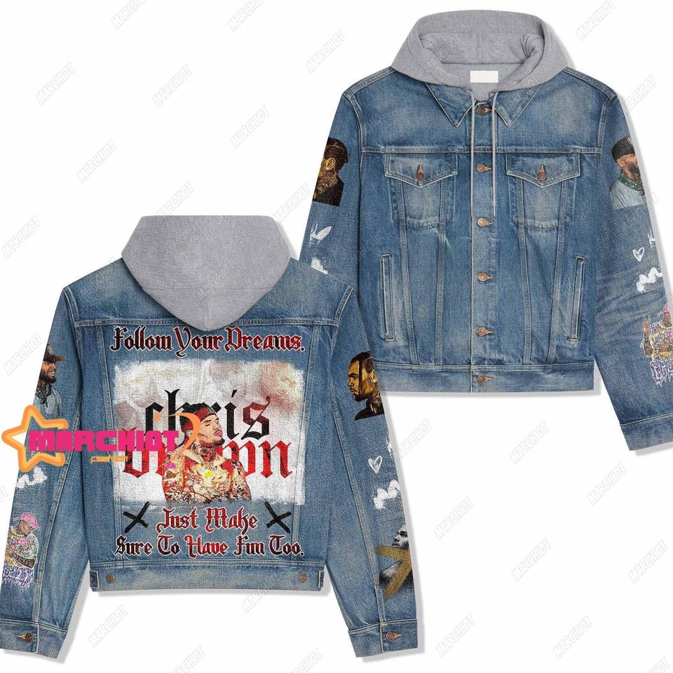 Chris Brown Hooded Denim Jacket Cozy Denim Outerwear 2025 For Men Women 