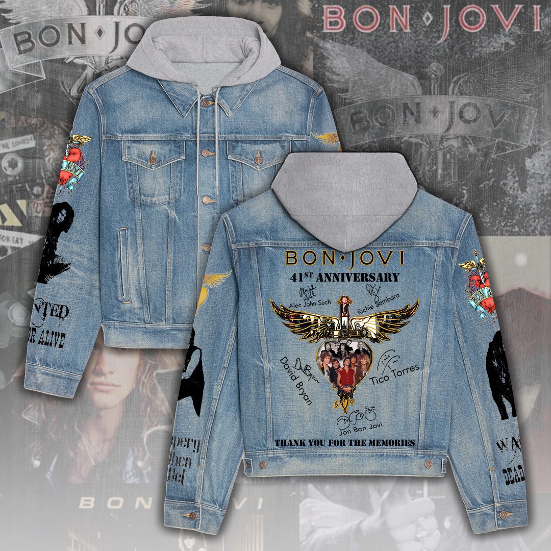 Bon Jovi Denim Hood Jacket Trendy Fall Jackets 2025 For Men