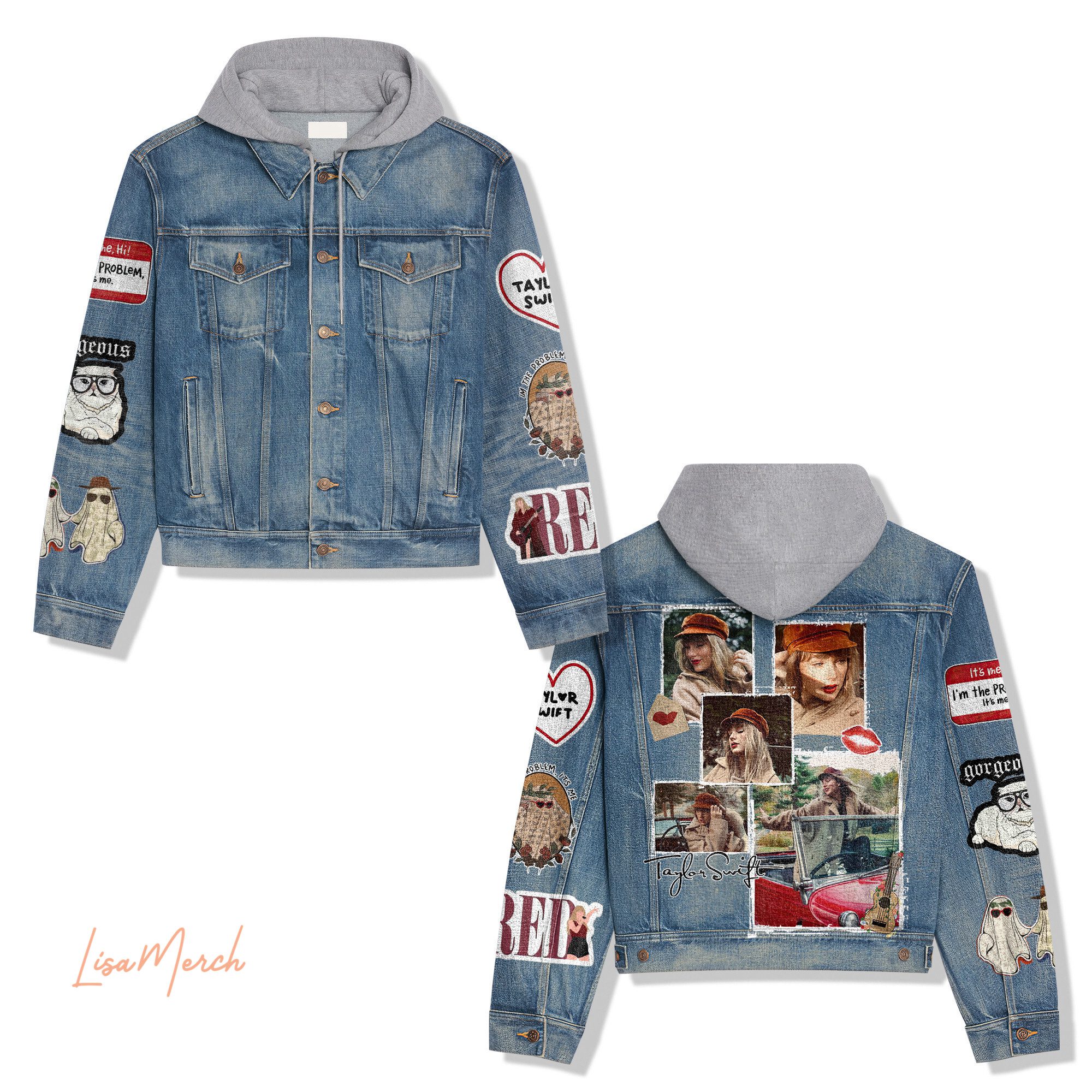 Taylor Swift Hooded Denim Jacket Trendy Denim Fall Jackets 2025 For Men And Women 