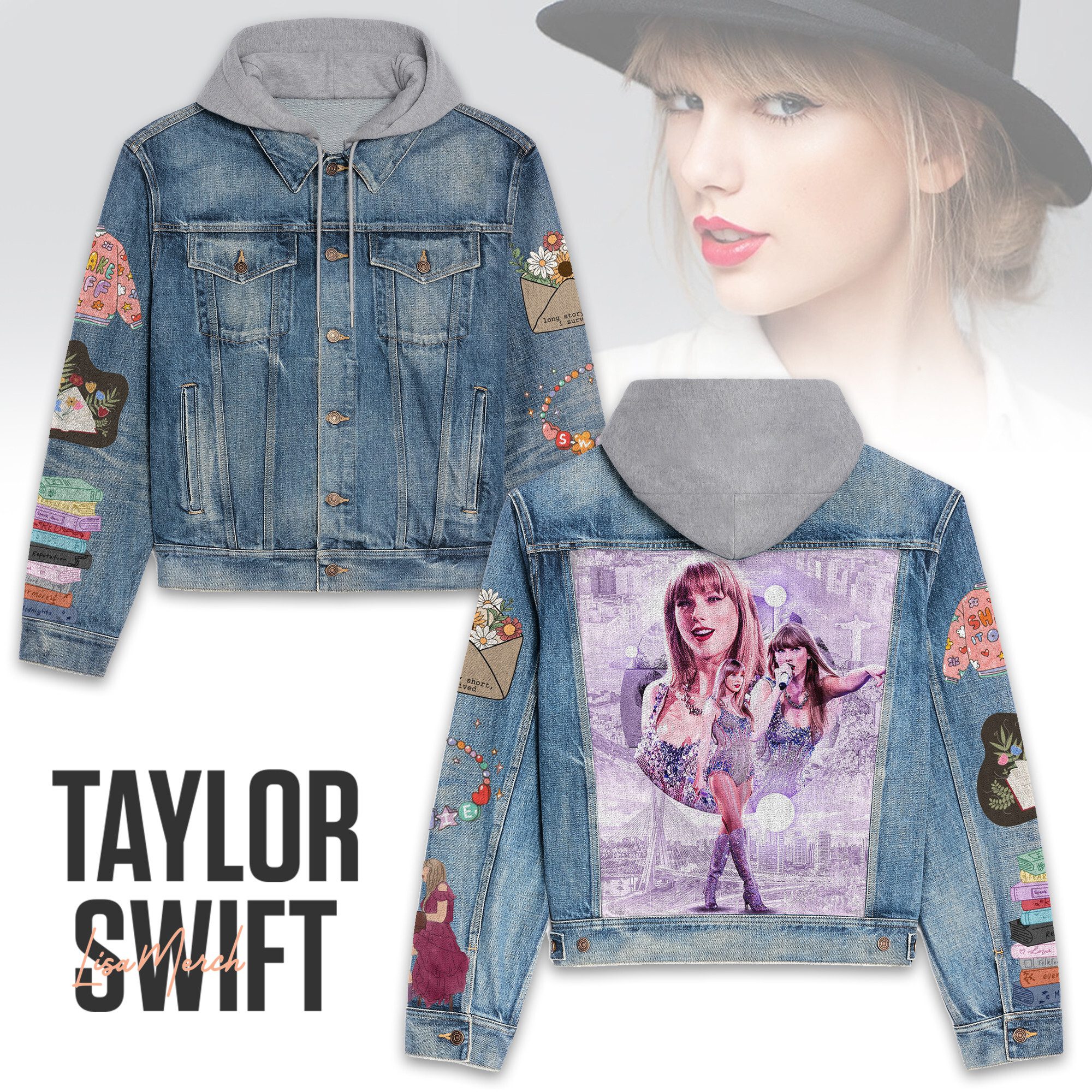 Taylor Swift Hooded Denim Jacket Trendy Fall Jackets 2025 For Men 