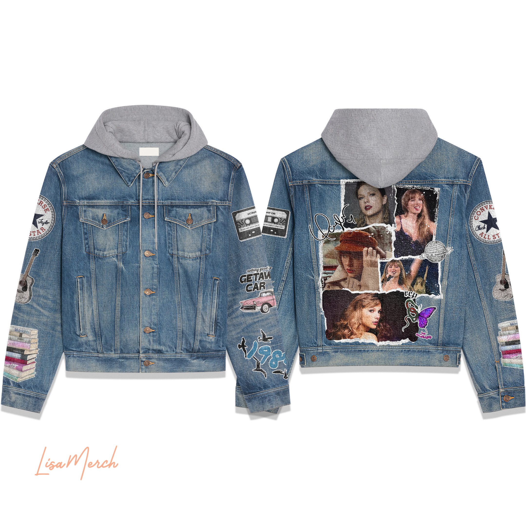 2025 Merch Taylor Swift Hooded Denim Jacket Trendy Fall Jackets For Men And Women 
