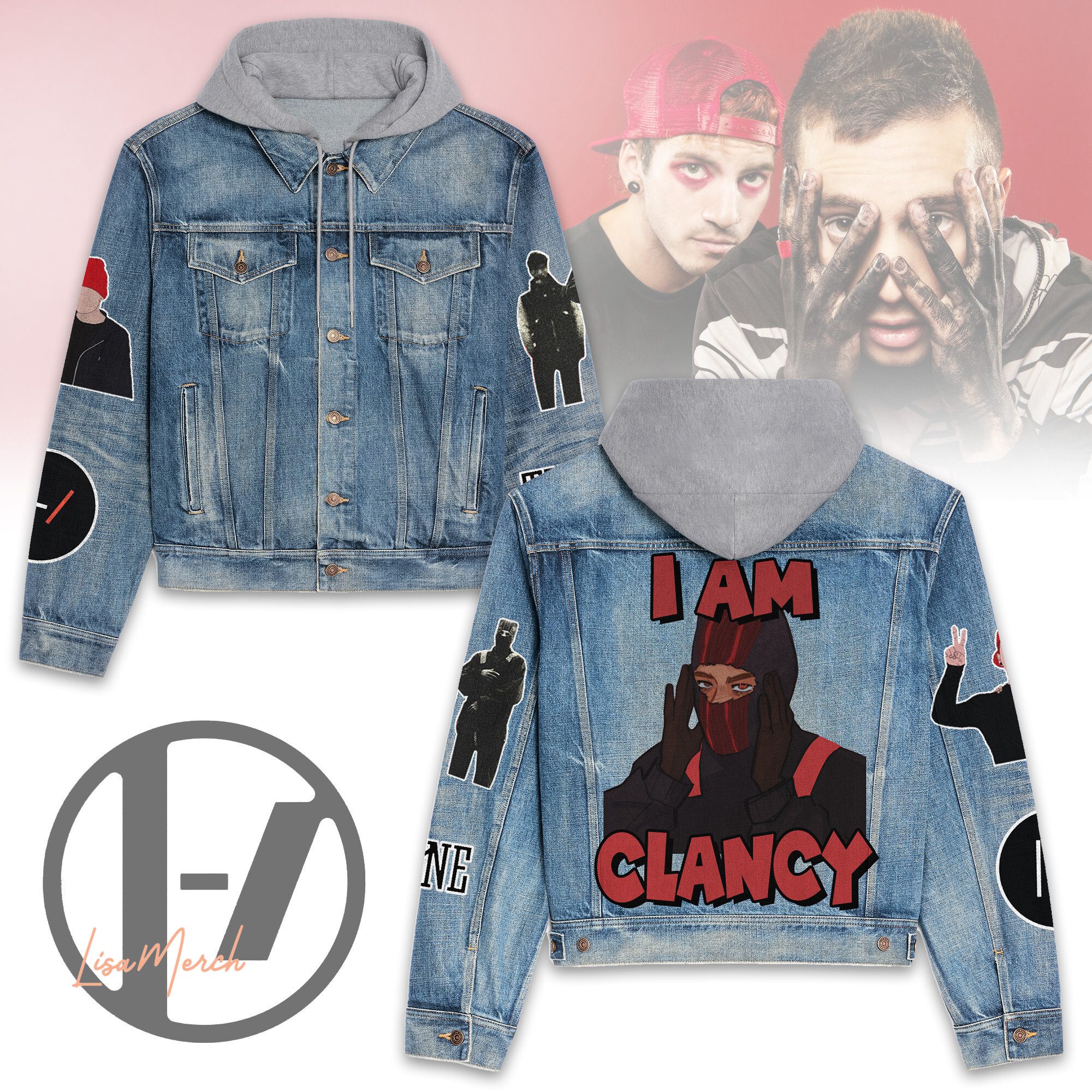 Twenty One Pilots Hooded Denim Jacket Trendy Fall Jackets 2025 For Men And Women 
