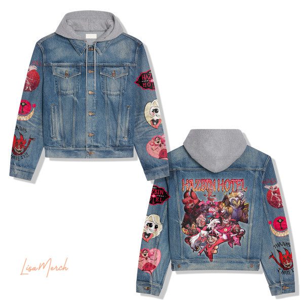 Hazbin Hotel Hooded Denim Jacket Trendy Fall Jackets 2025 For Men And Women Hot Item For Cold Weather 
