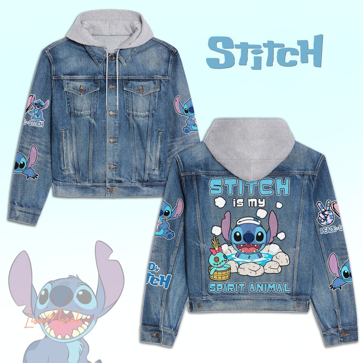 Lilo And Stitch Hooded Denim Jacket Trendy Fall Jackets 2025 For Men And Women 