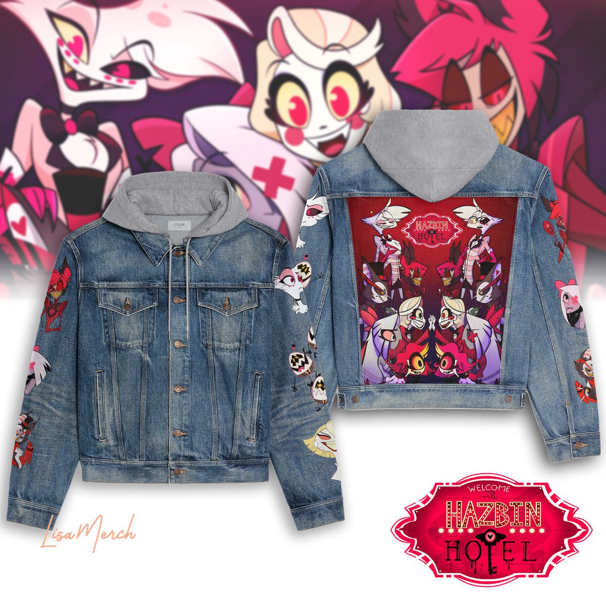 Hazbin Hotel Hooded Denim Jacket Trendy Fall Jackets 2025 For Men And Women 