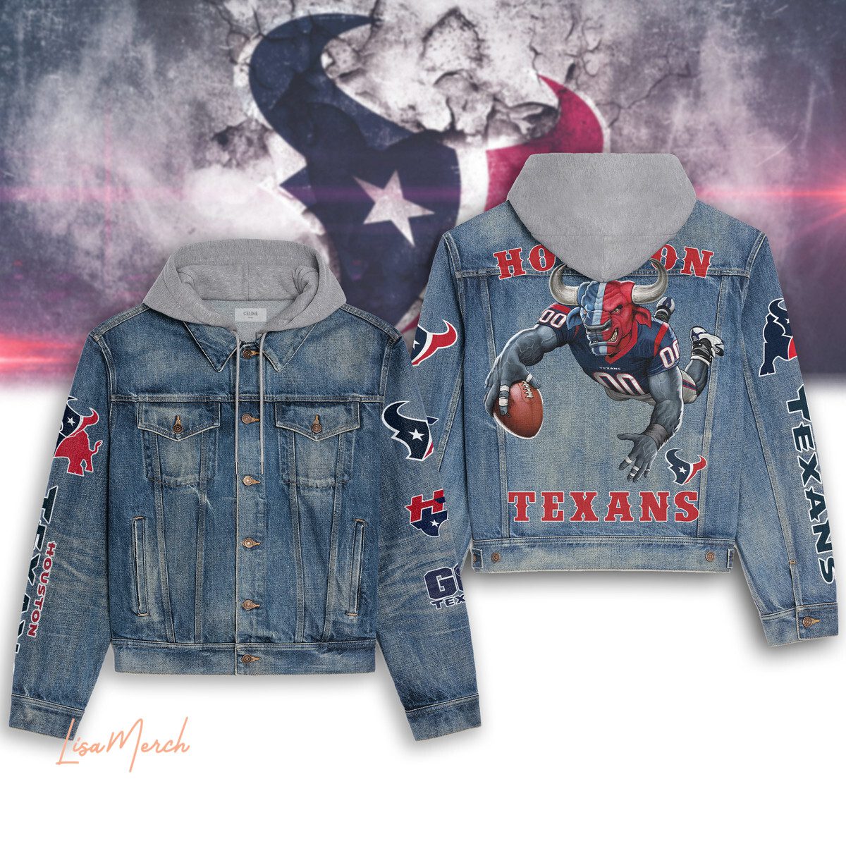 Houston Texans Hooded Denim Jacket Trendy Fall Jackets 2025 For Men And Women 