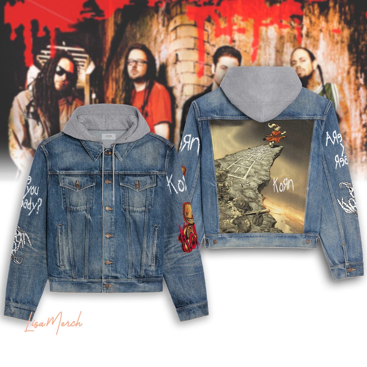Korn Hooded Denim Jacket Casual Fall Jackets 2025 For Men And Women 