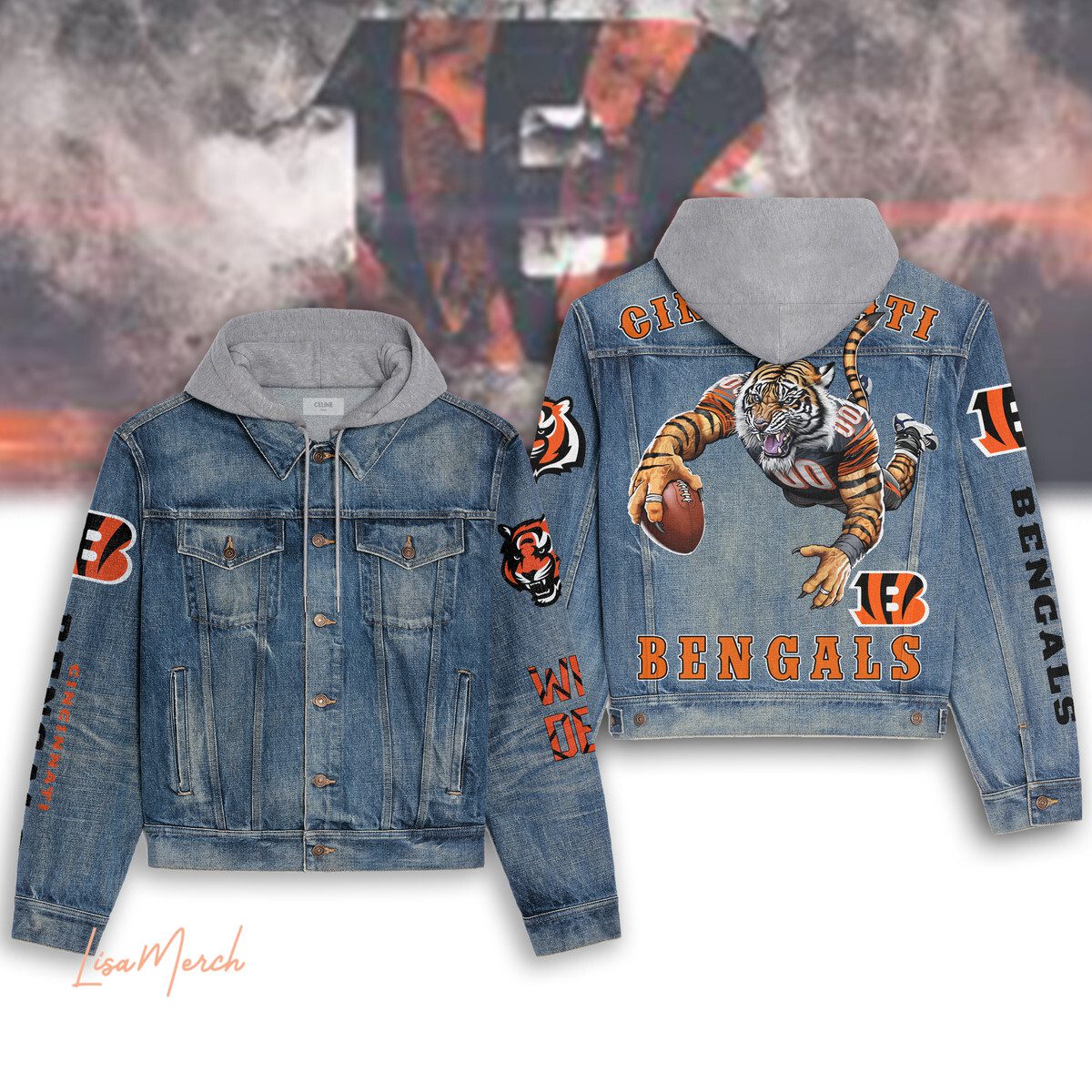 Cincinnati Bengals Hooded Denim Jacket Trendy Fall Jackets 2025 For Men And Women 