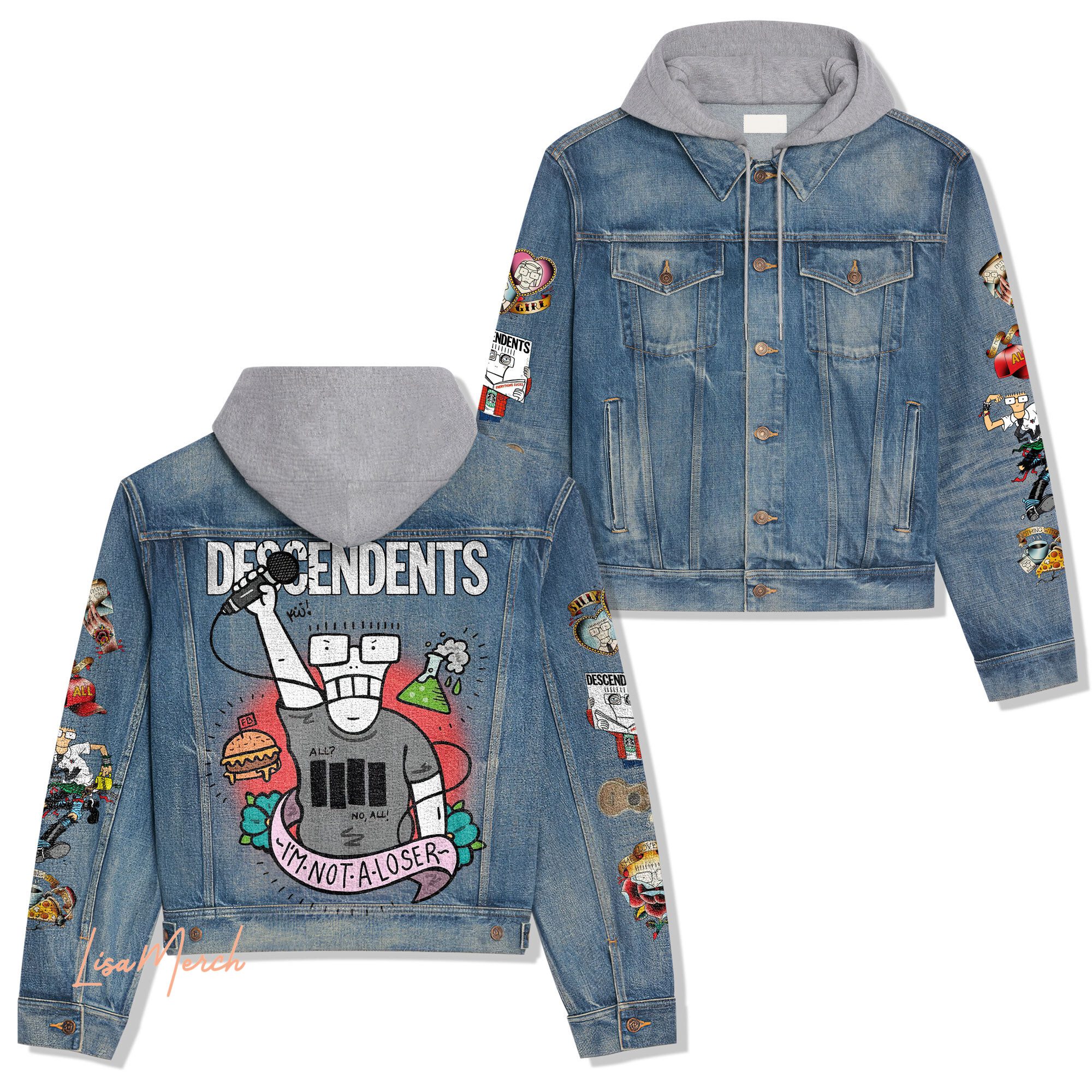 Descendents Hooded Denim Jacket Trendy Fall Jackets 2025 For Men And Women Hot Item For Cold Weather 