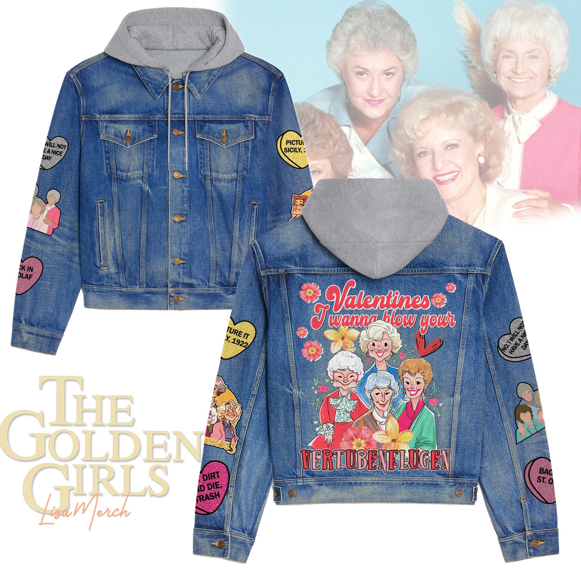 The Golden Girls Hooded Denim Jacket Trendy Fall Jackets 2025 For Men And Women 
