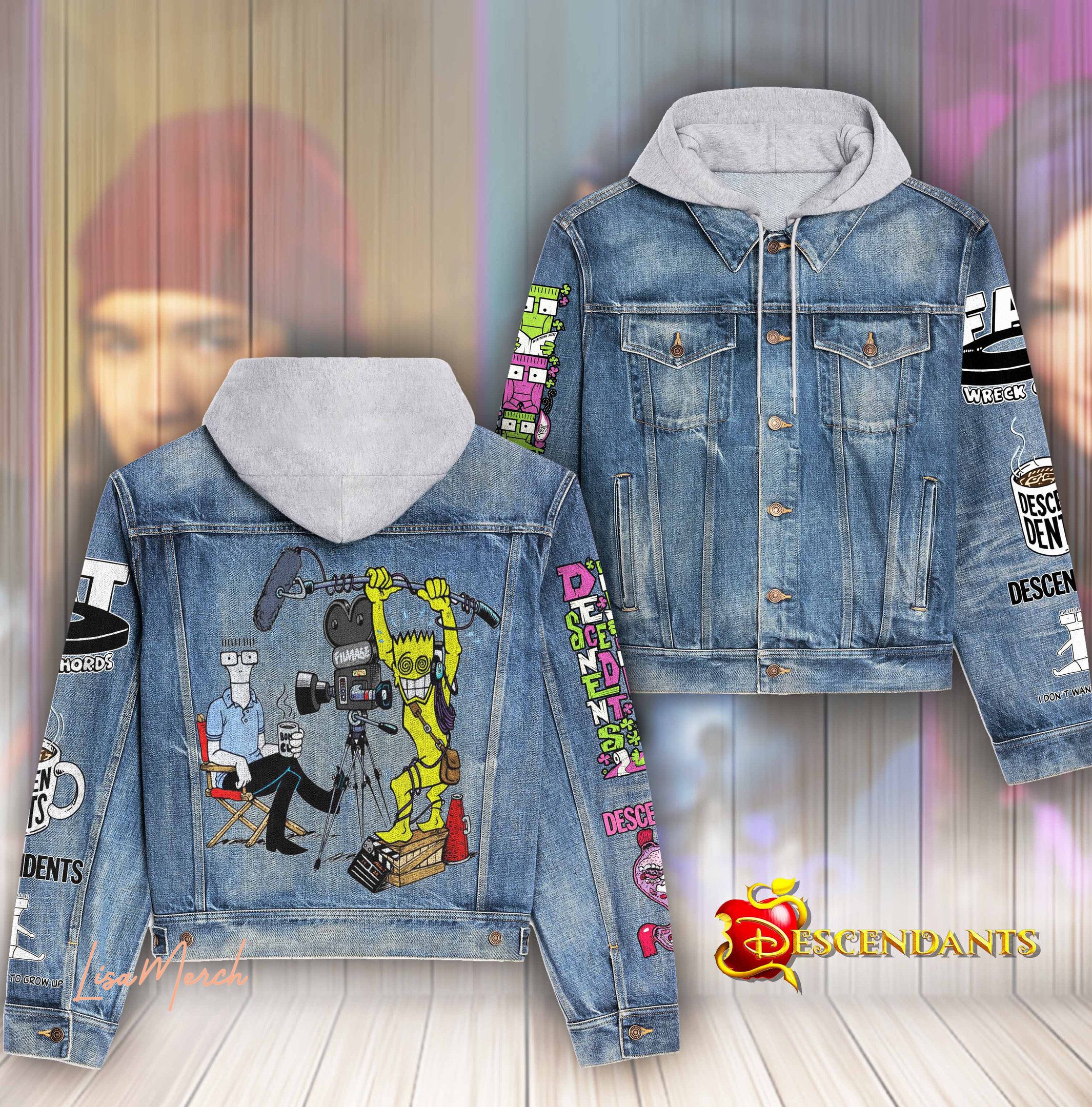 Descendents Hooded Denim Jacket Trendy Fall Jackets 2025 For Men