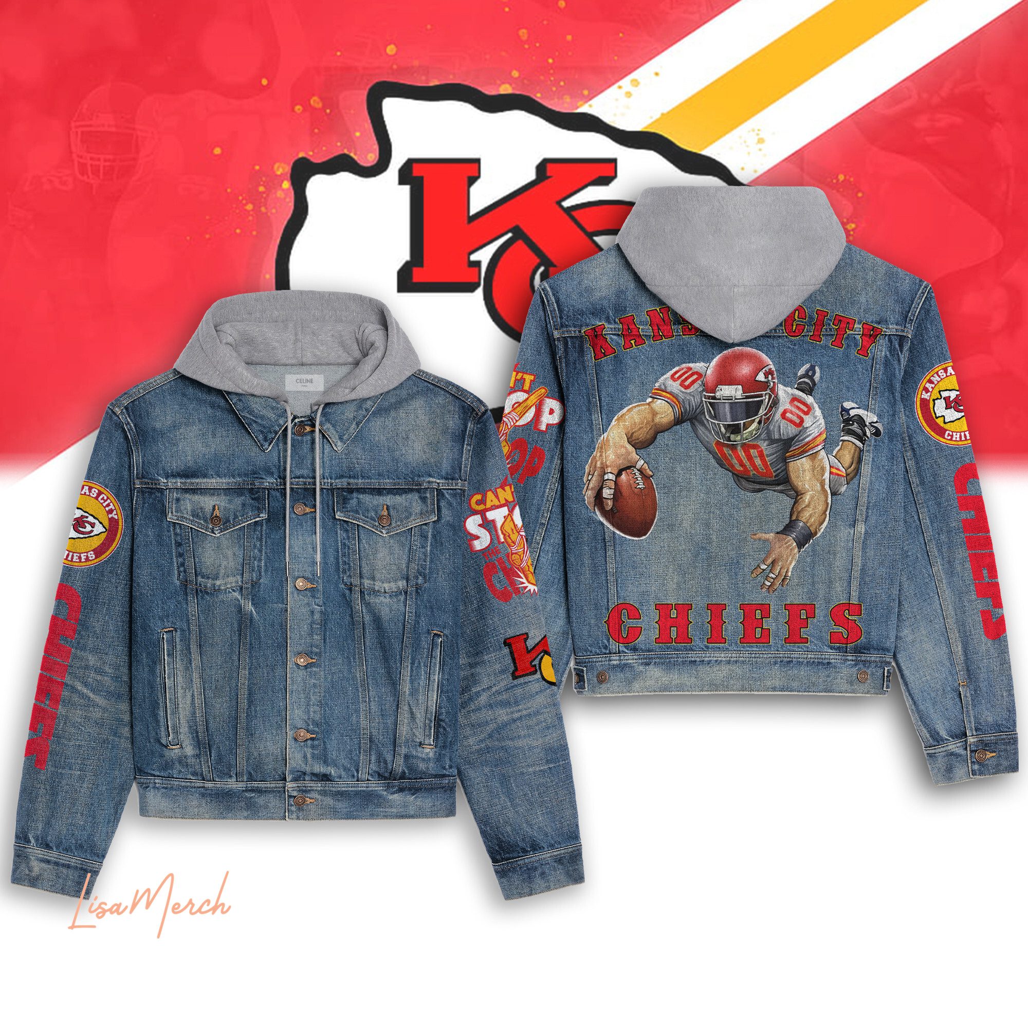 Kansas City Chiefs Hooded Denim Jacket Trendy Fall Jackets 2025 For Men And Women 