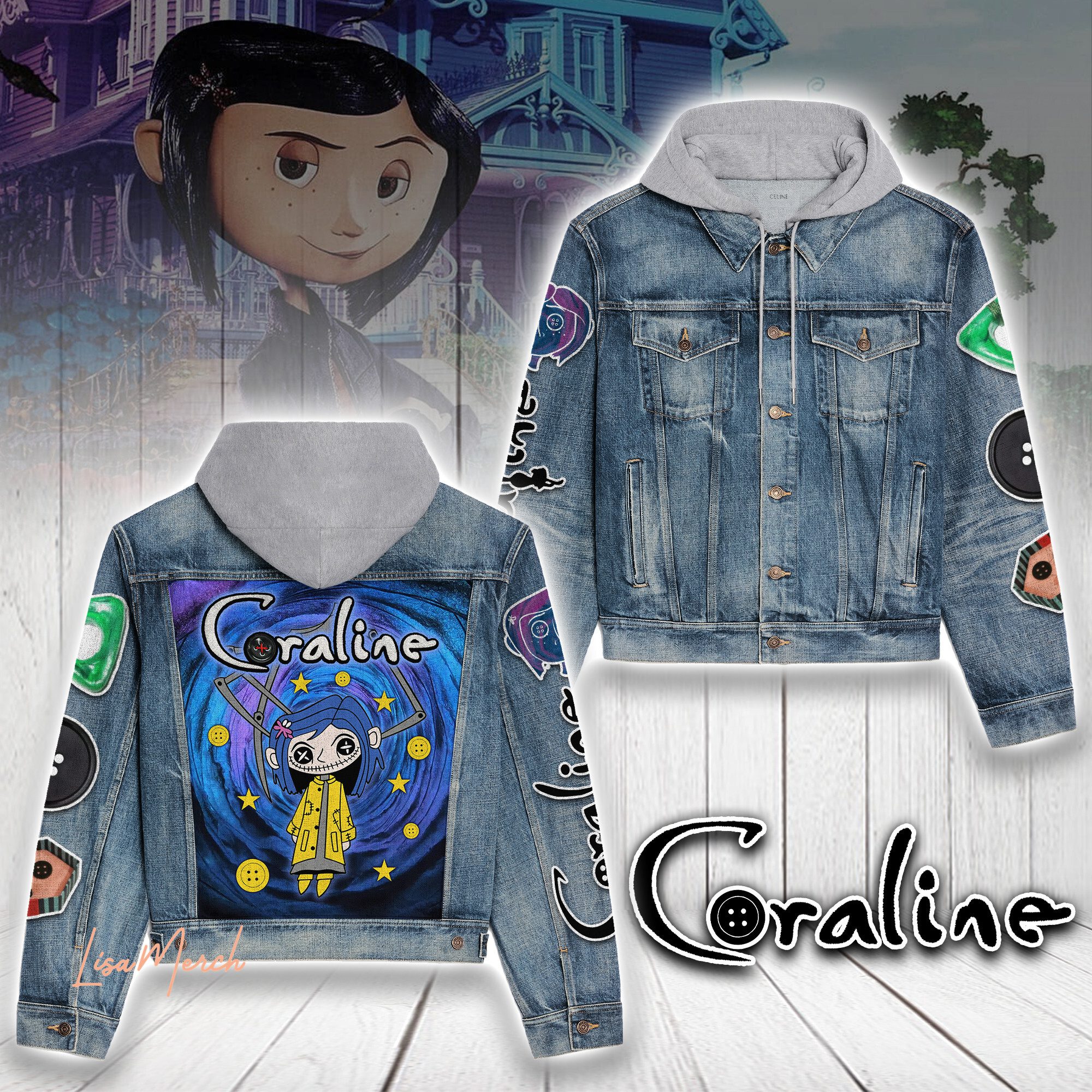 Coraline Hooded Denim Jacket Trendy Fall Jackets 2025 For Men And Women 