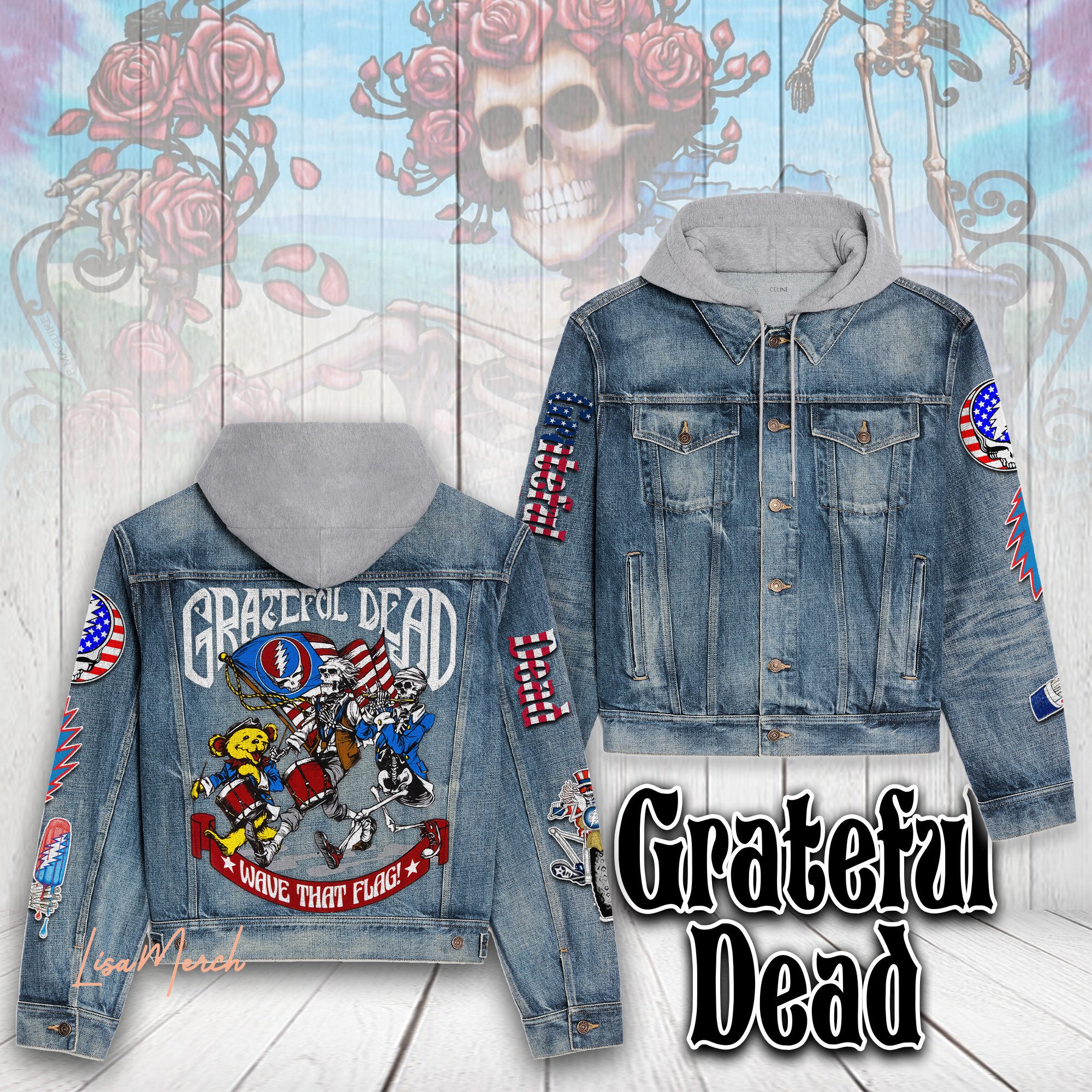 Grateful Dead Hooded Denim Jacket Trendy Fall Jackets For Men And Women 