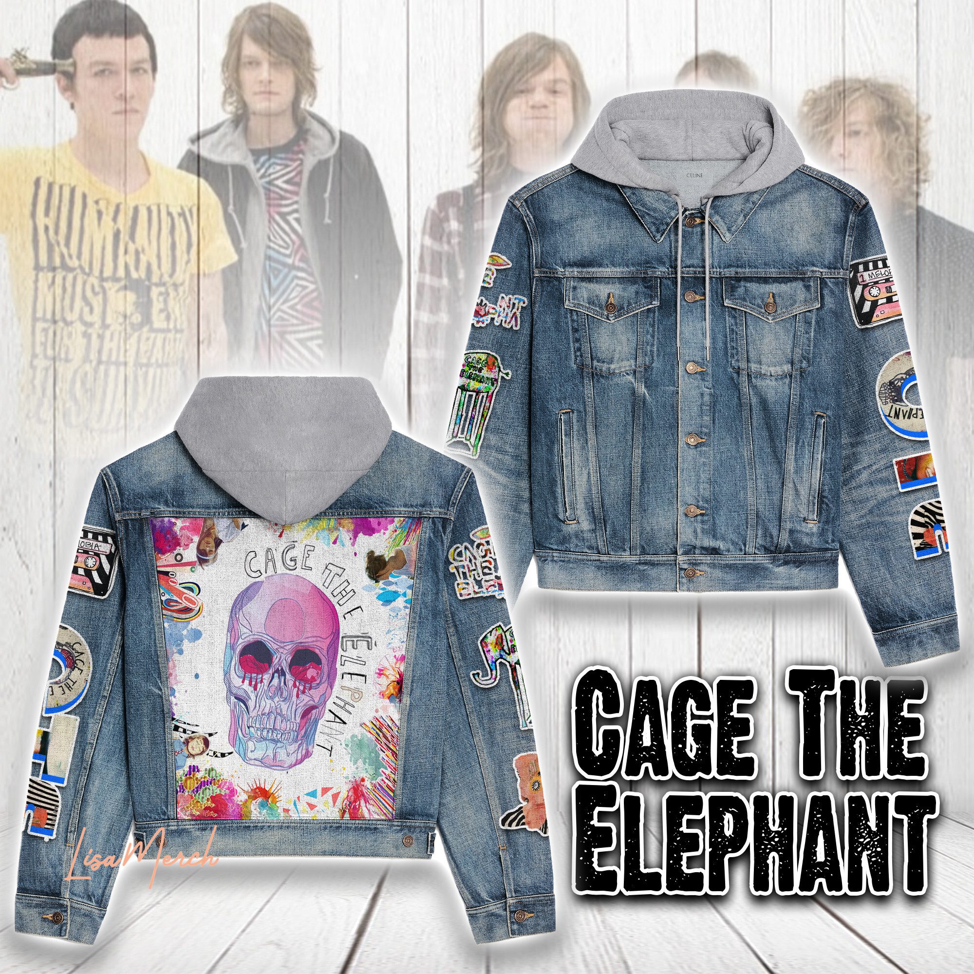 Cage The Elephant Hooded Denim Jacket Trendy Fall Jackets 2025 For Men And Women 