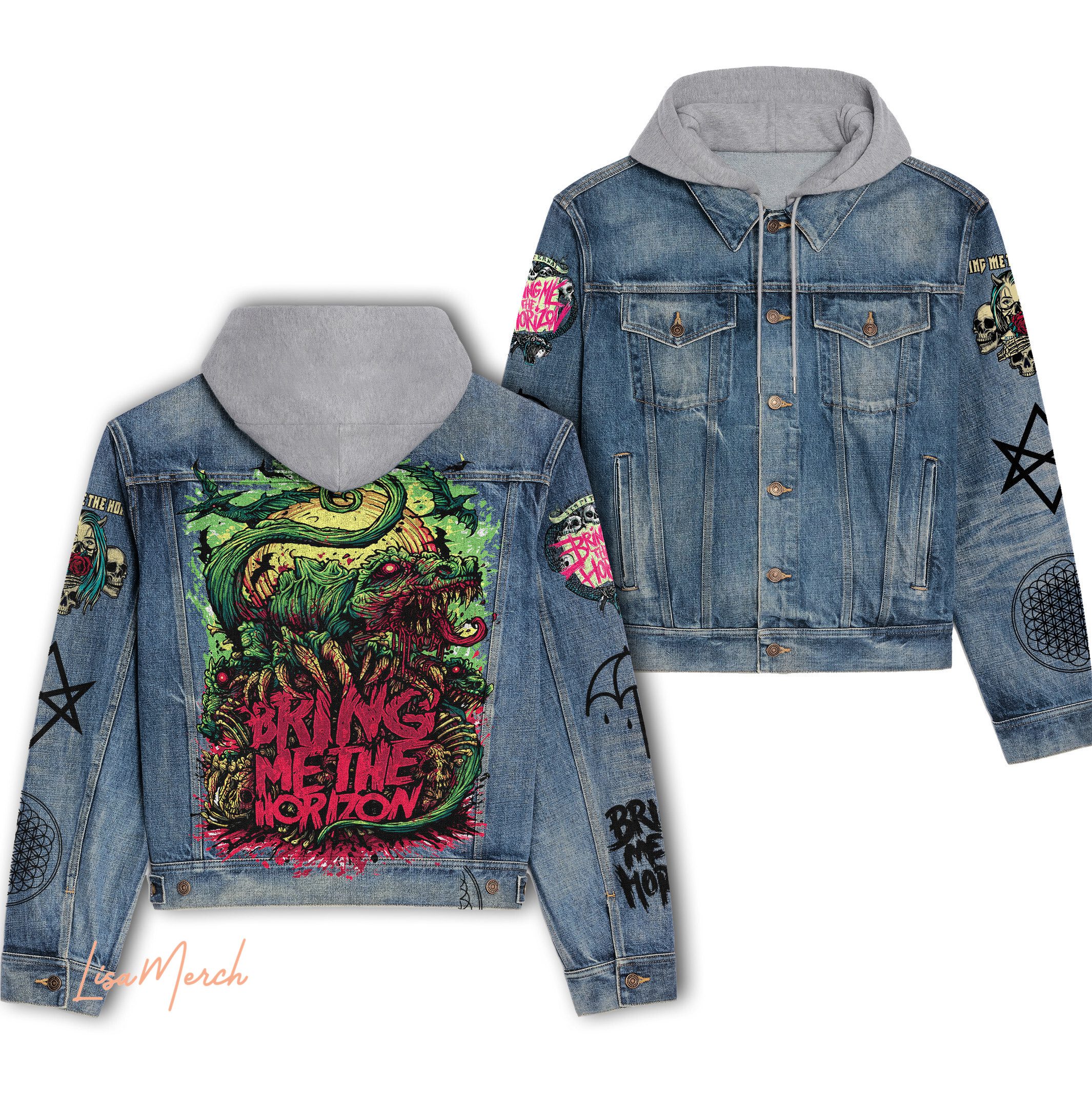 Bring Me The Horizon Hooded Denim Jacket Trendy Fall Jackets 2025 For Men And Women 