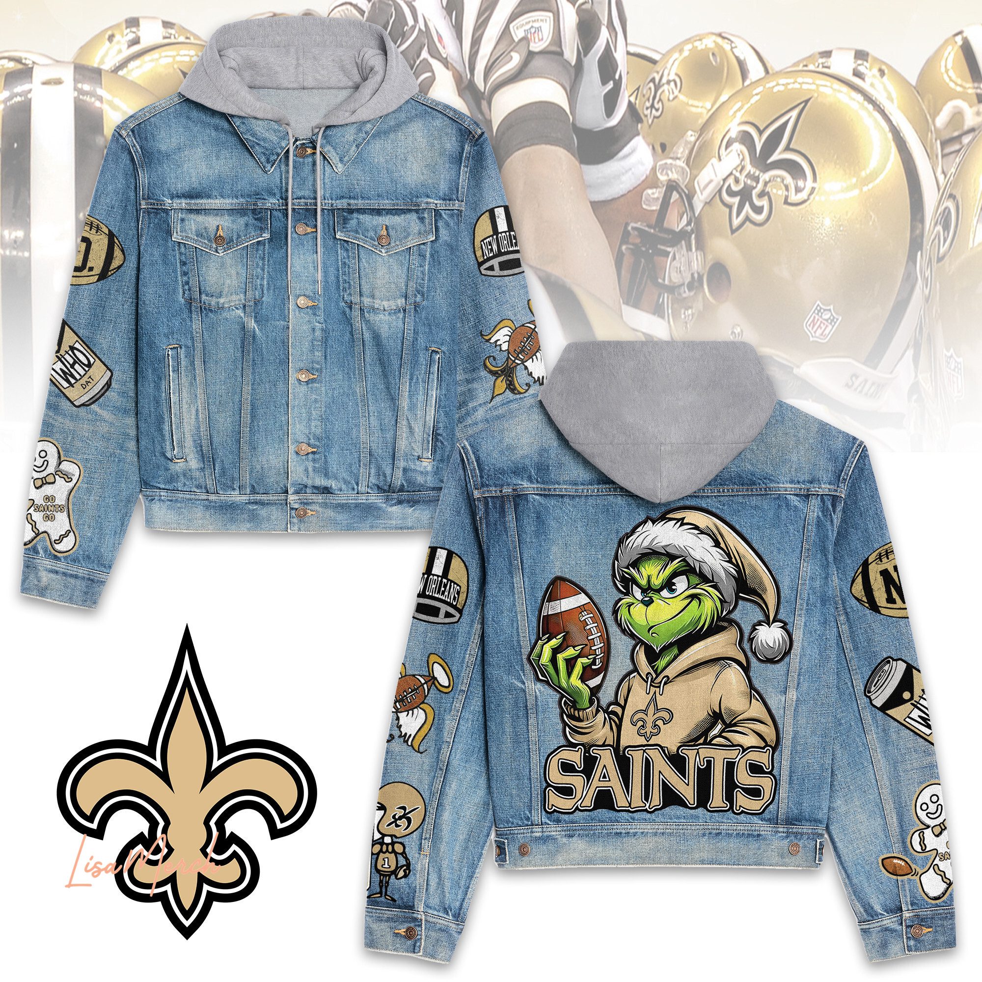 New Orleans Saints Hooded Denim Jacket Trendy Fall Jackets 2025 For Men And Women Hot Item For Cold Weather 