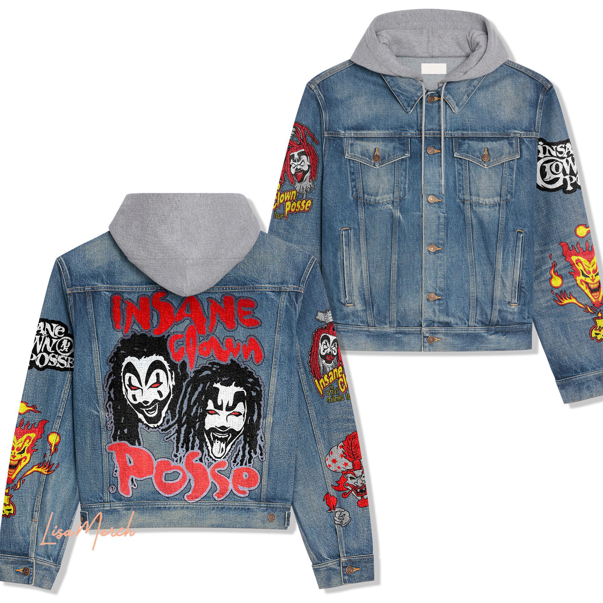 Insane Clown Posse Hooded Denim Jacket Trendy Fall Jackets 2025 For Men And Women 