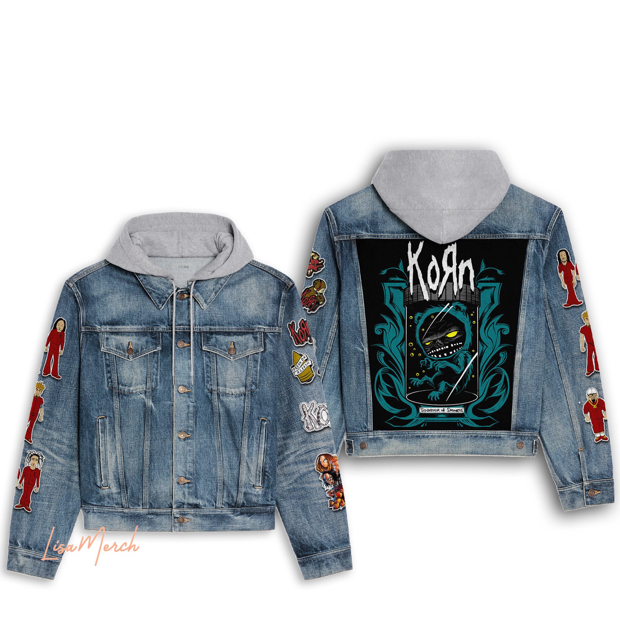 Korn Hooded Denim Jacket Trendy Fall Jackets 2025 For Men And Women Hot Item For Cold Weather 