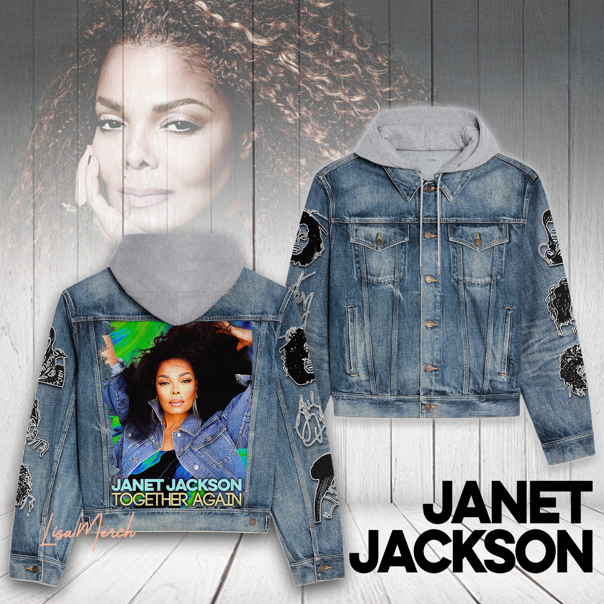 Janet Jackson Hooded Denim Jacket Trendy Fall Jackets 2025 For Men And Women 