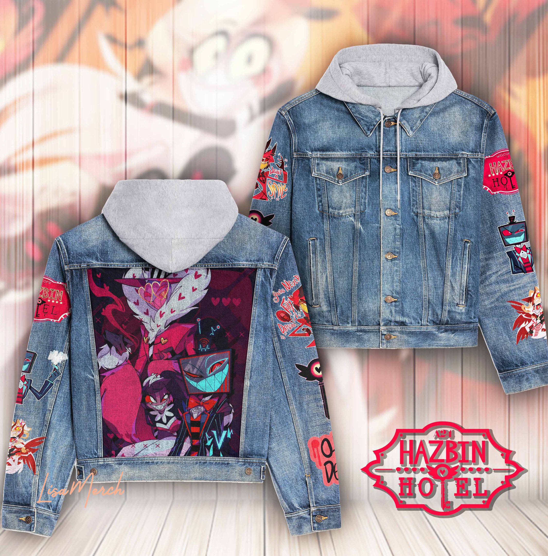 Merch Hazbin Hotel Hooded Denim Jacket Trendy Fall Jackets 2025 For Men And Women 