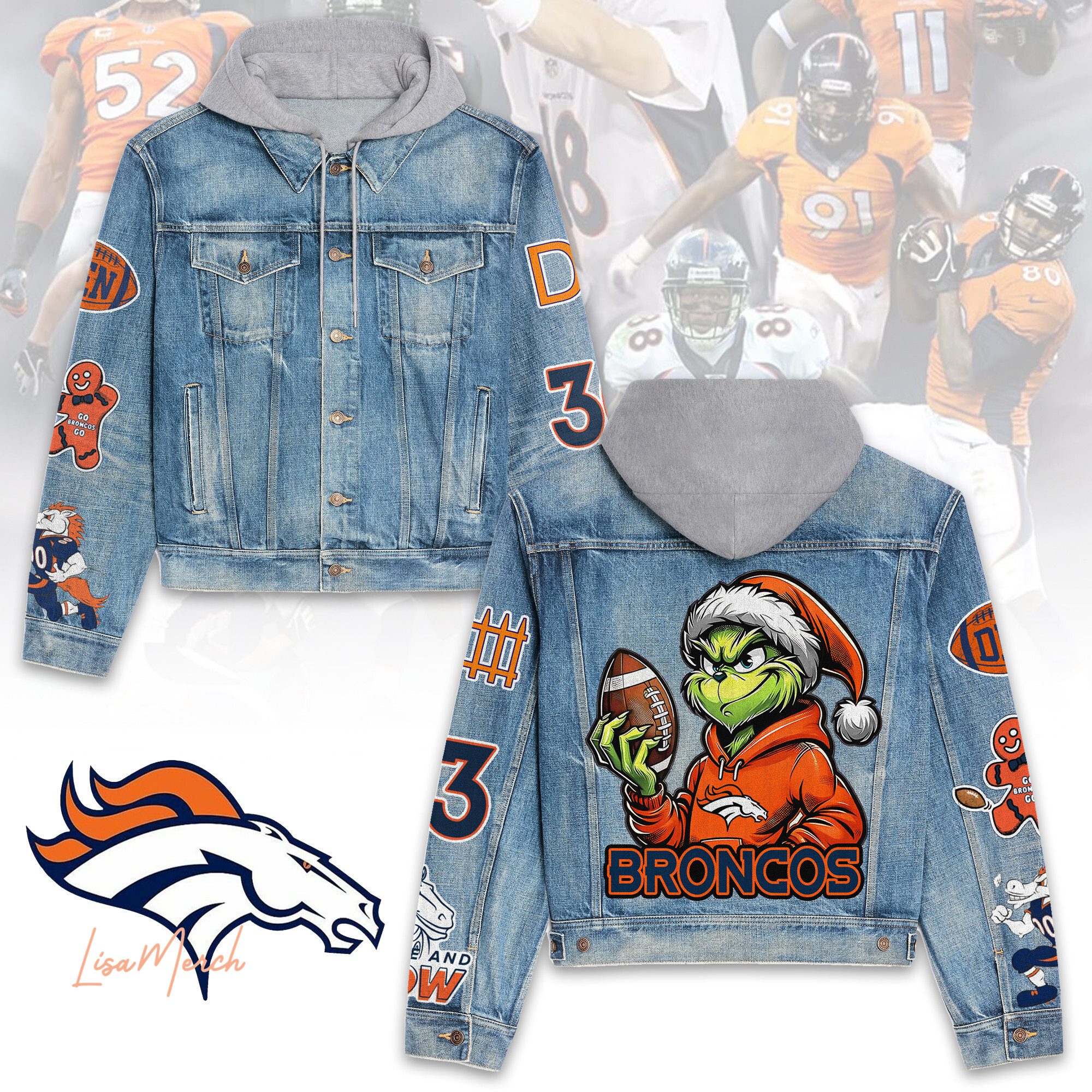 Denver Broncos Hooded Denim Jacket Trendy Fall Jackets 2025 For Men And Women 