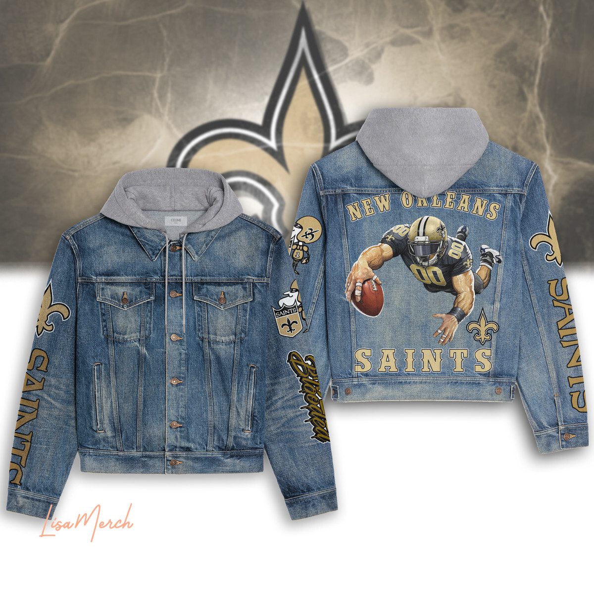 New Orleans Saints Hooded Denim Jacket Trendy Fall Jackets 2025 For Men And Women 