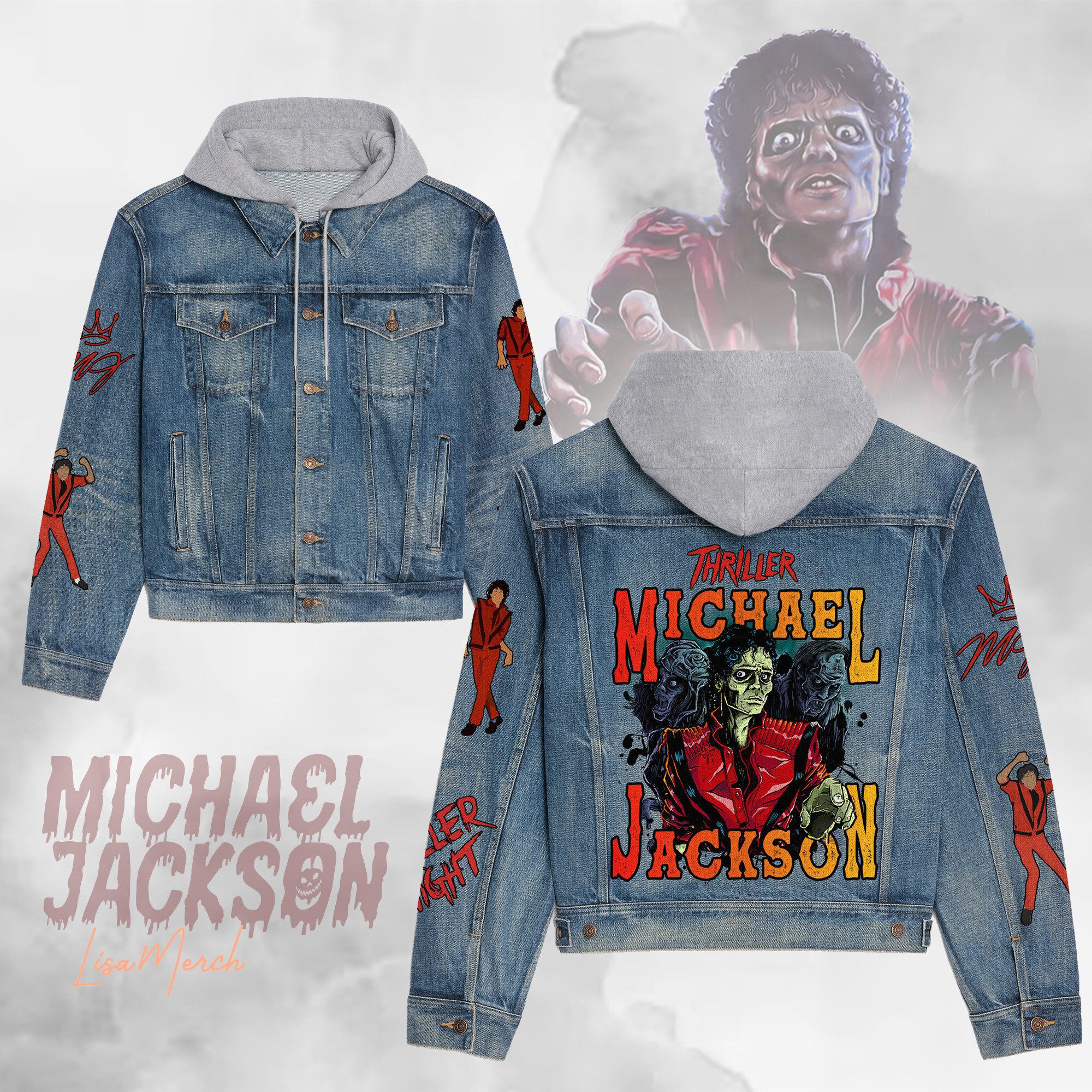 Michael Jackson Hooded Denim Jacket Trendy Fall Jackets 2025 For Men And Women 