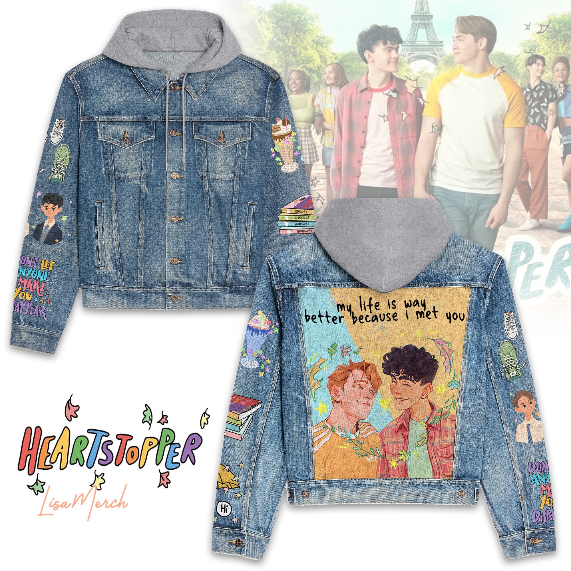 Heartstopper Hooded Denim Jacket Trendy Fall Jackets 2025 For Men And Women 