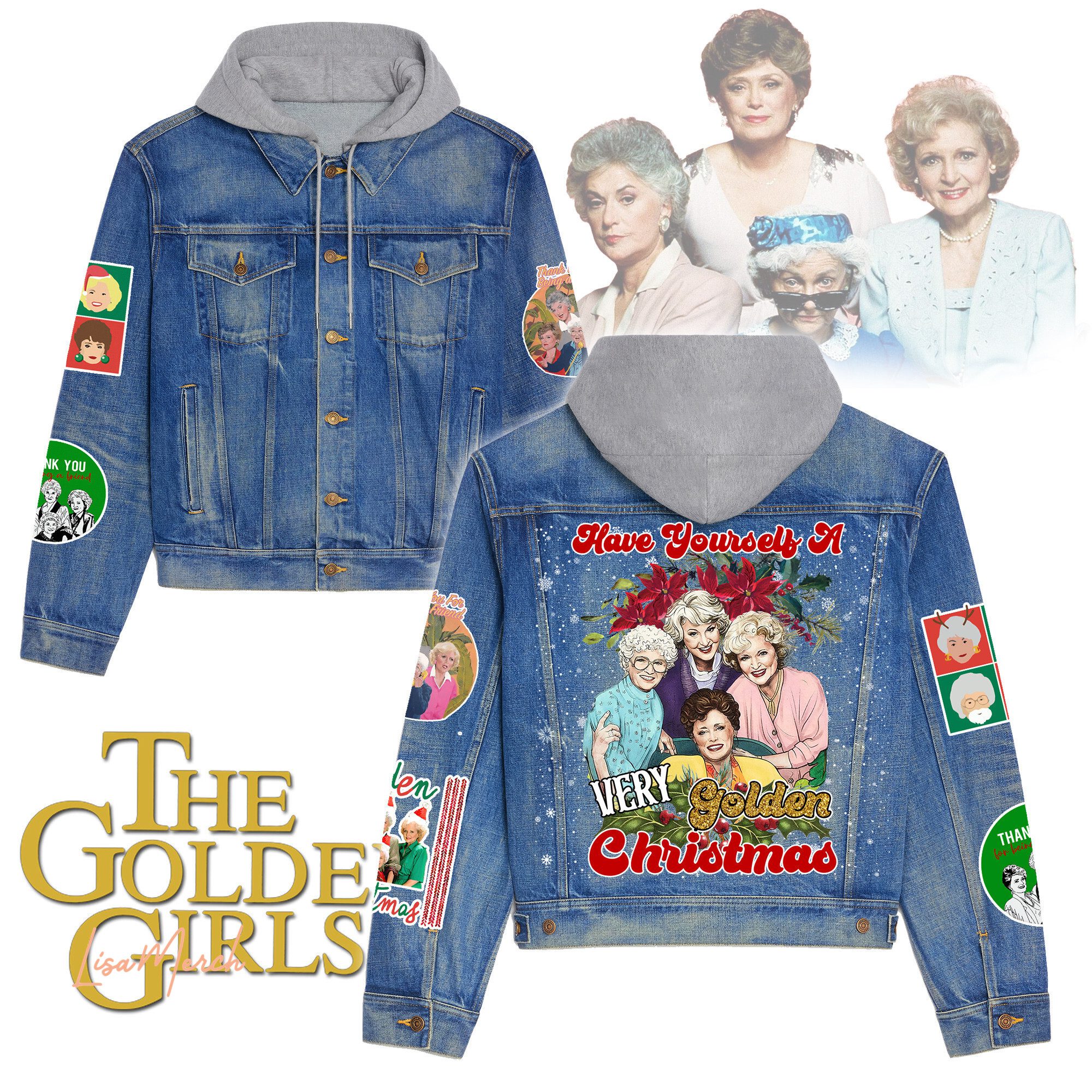 The Golden Girls Hooded Denim Jacket Trendy Fall Jackets 2025 For Men And Women Hot Item For Cold Weather 