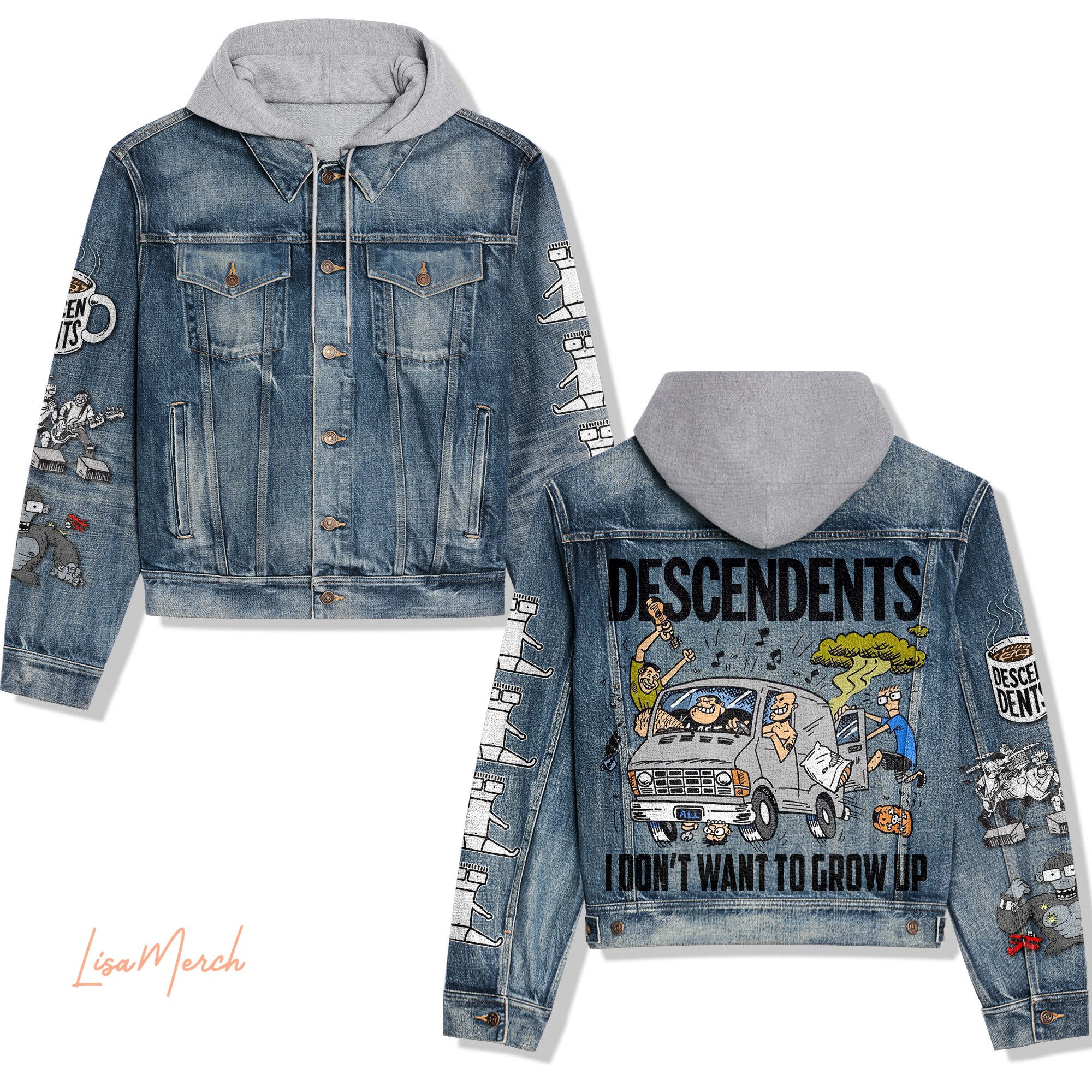 Descendents Hooded Denim Jacket Trendy Fall Jackets 2025 For Men And Women 