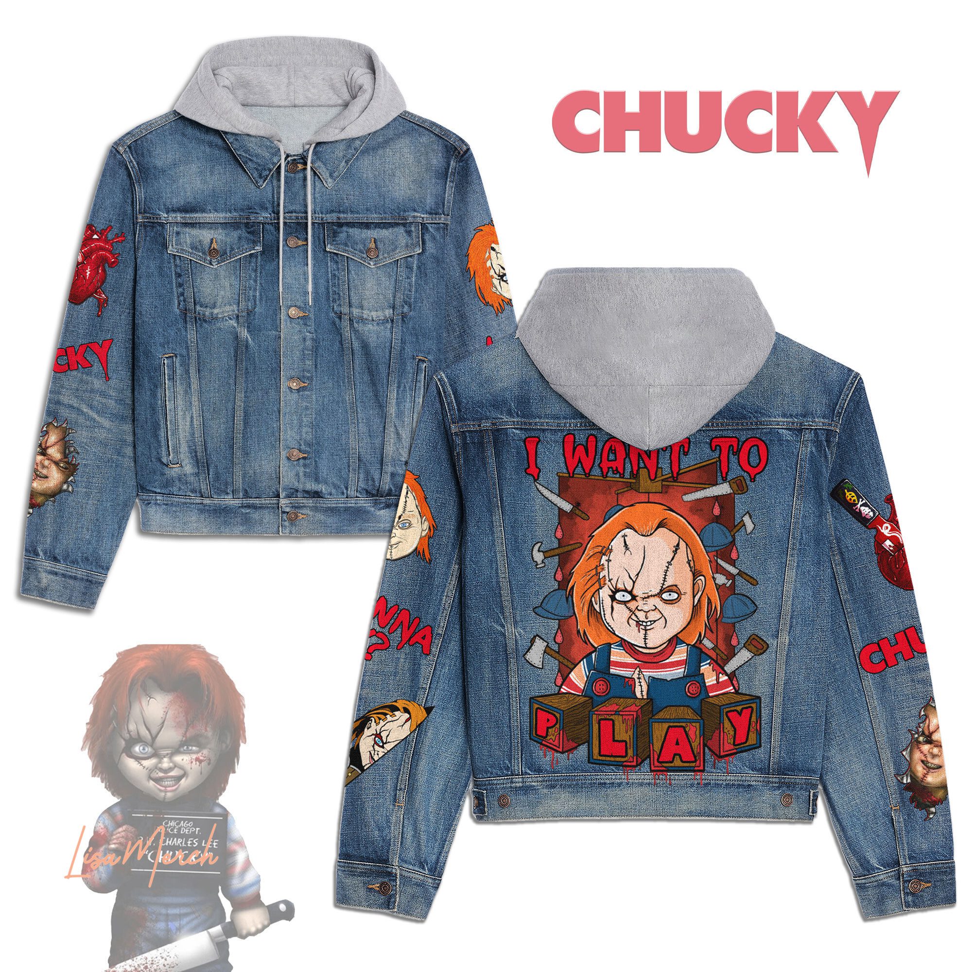 Chucky Hooded Denim Jacket Trendy Fall Jackets 2025 For Men And Women 
