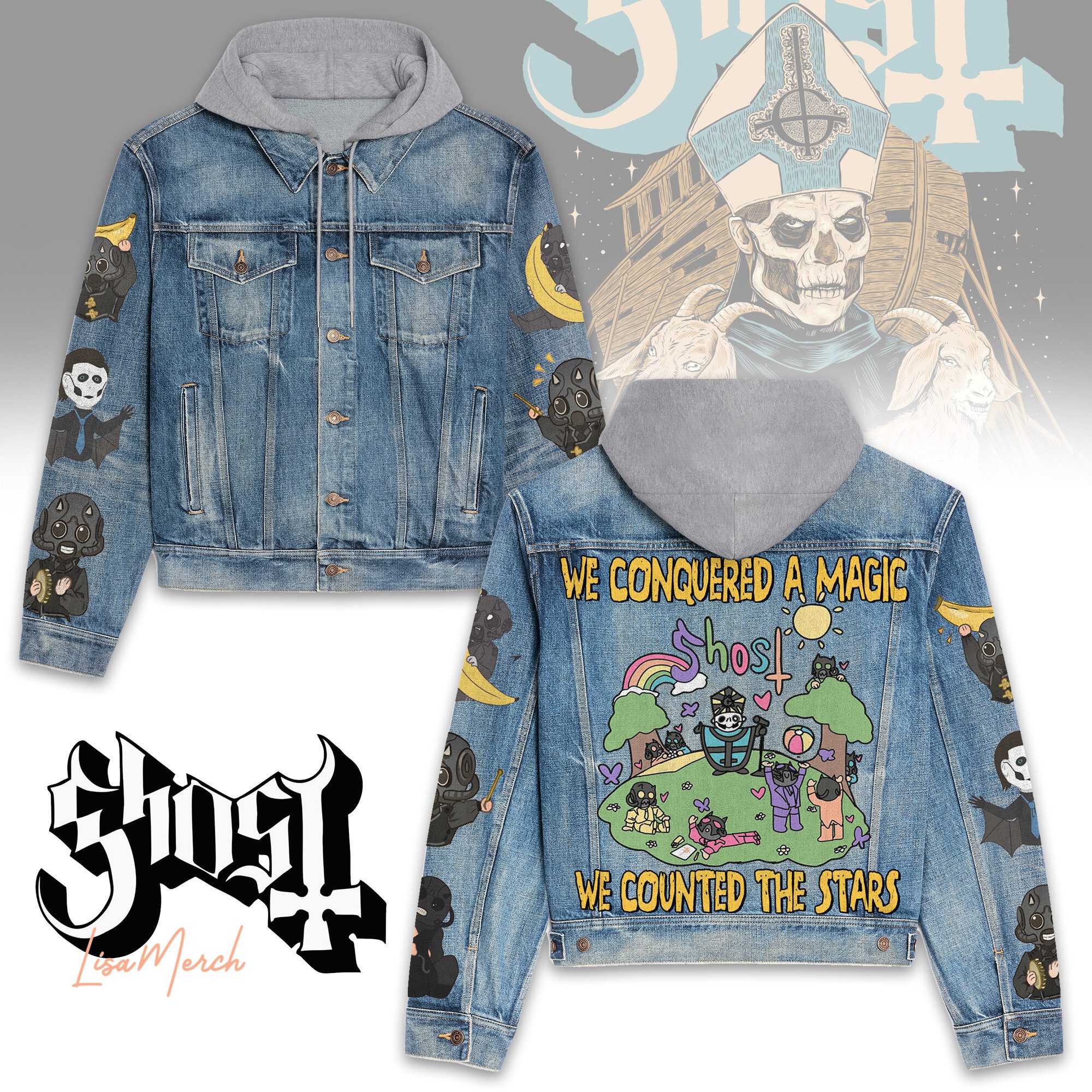 Ghost Hooded Denim Jacket Trendy Fall Jackets 2025 For Men And Women Hot Item For Cold Weather 