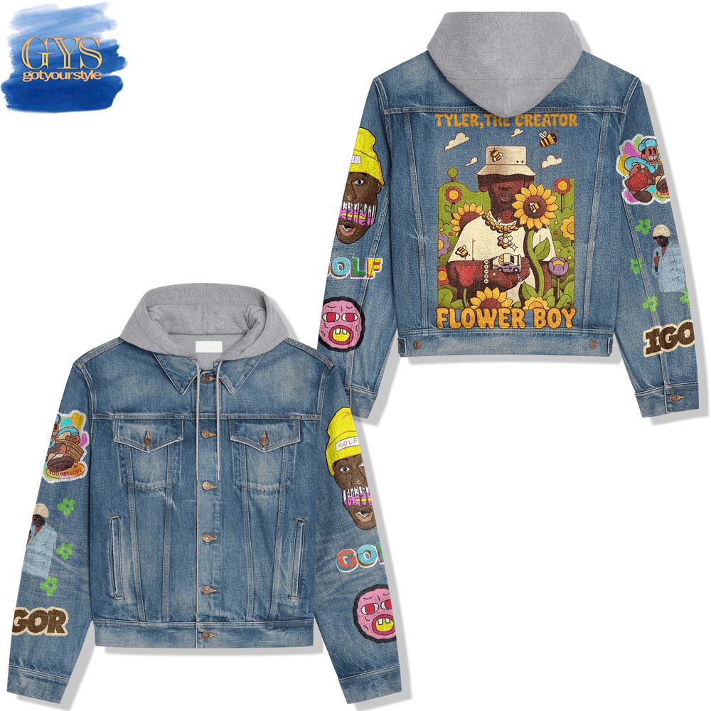 Tyler The Creator Flower Boy Hooded Denim Jacket Best Fall Jacket 2025 Style For Men Women