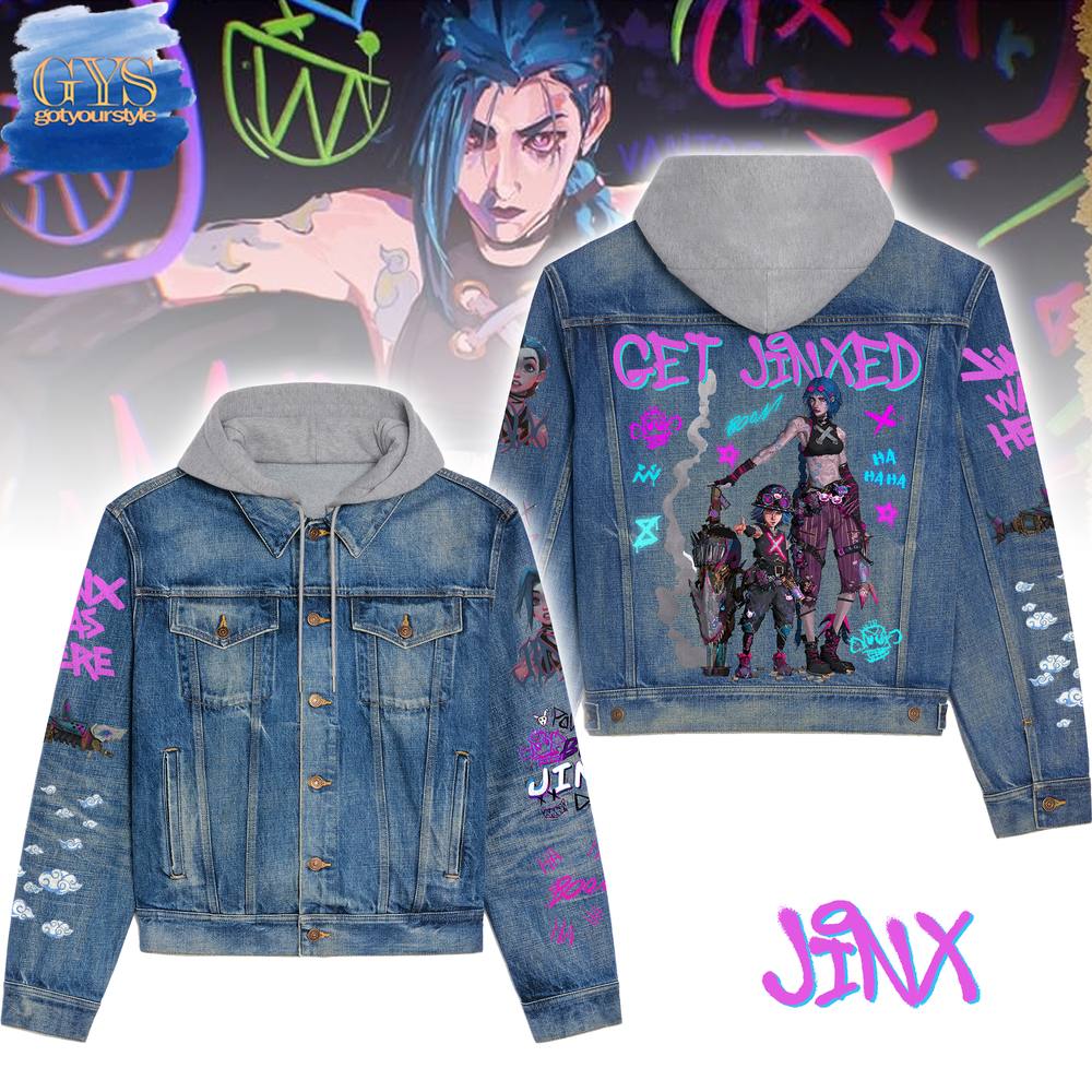 Arcane Jinx Get Jinxed Limited Edition Hooded Denim Jacket Best Fall Jacket 2025 Style For Men Women
