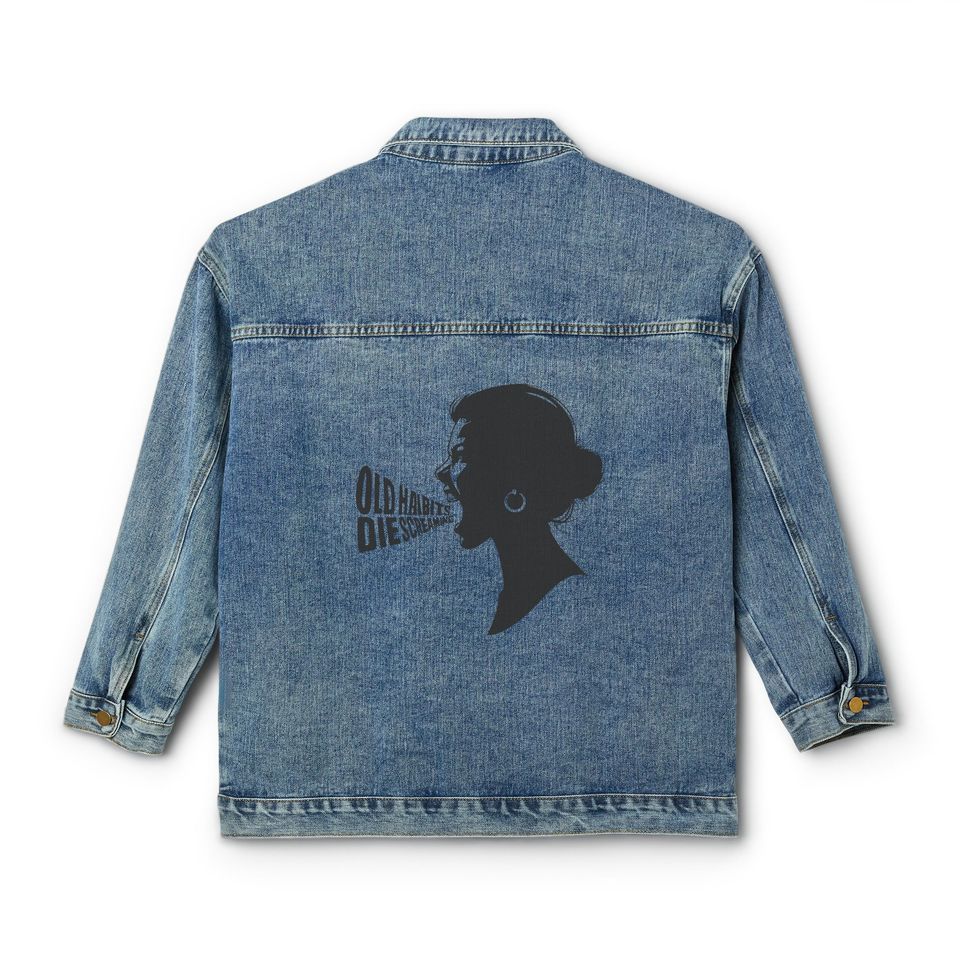 Old Habits Die Screaming Hooded Denim Jacket Best Fall Jacket 2025 Style For Men Women