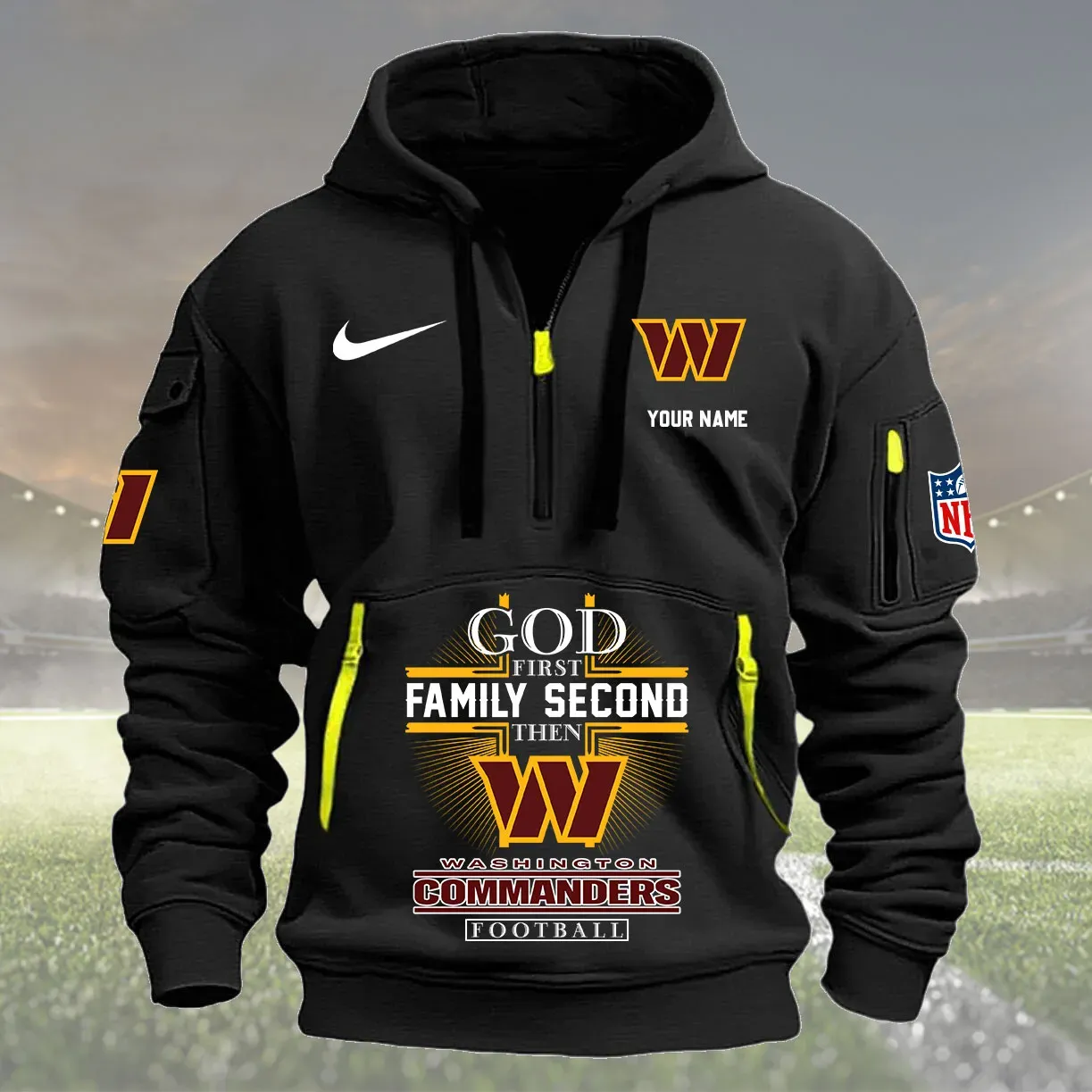 Washington Commanders Personalized Heavy Hoodie Quarter Zip Hoodie
