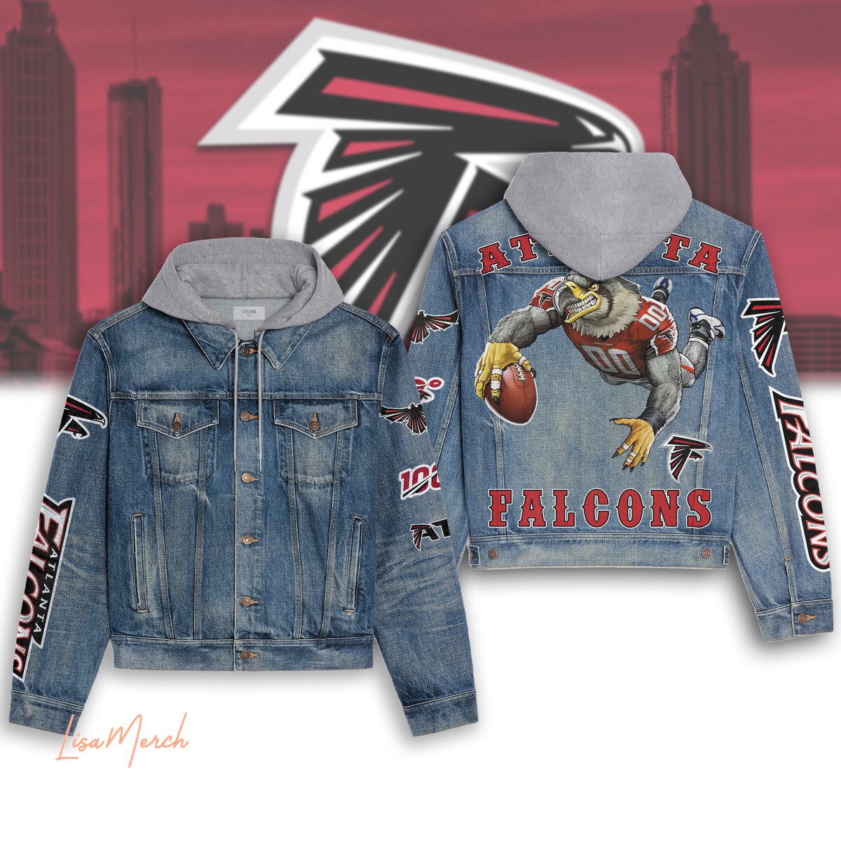 Atlanta Falcons Hooded Denim Jacket Trendy Fall Jackets 2025 For Men And Women 