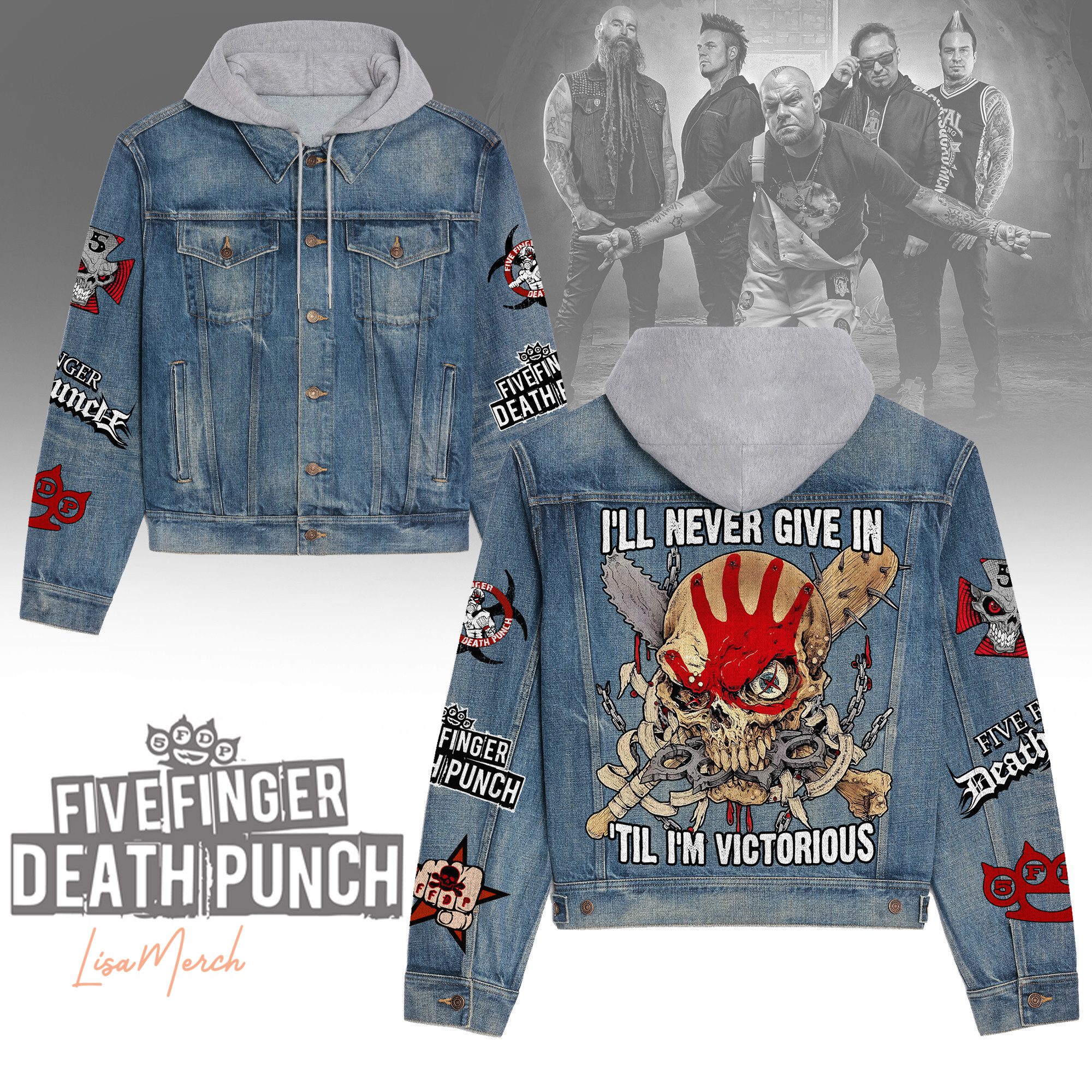  Finger Death Punch Hooded Denim Jacket Trendy Fall Jackets 2025 For Men And Women 