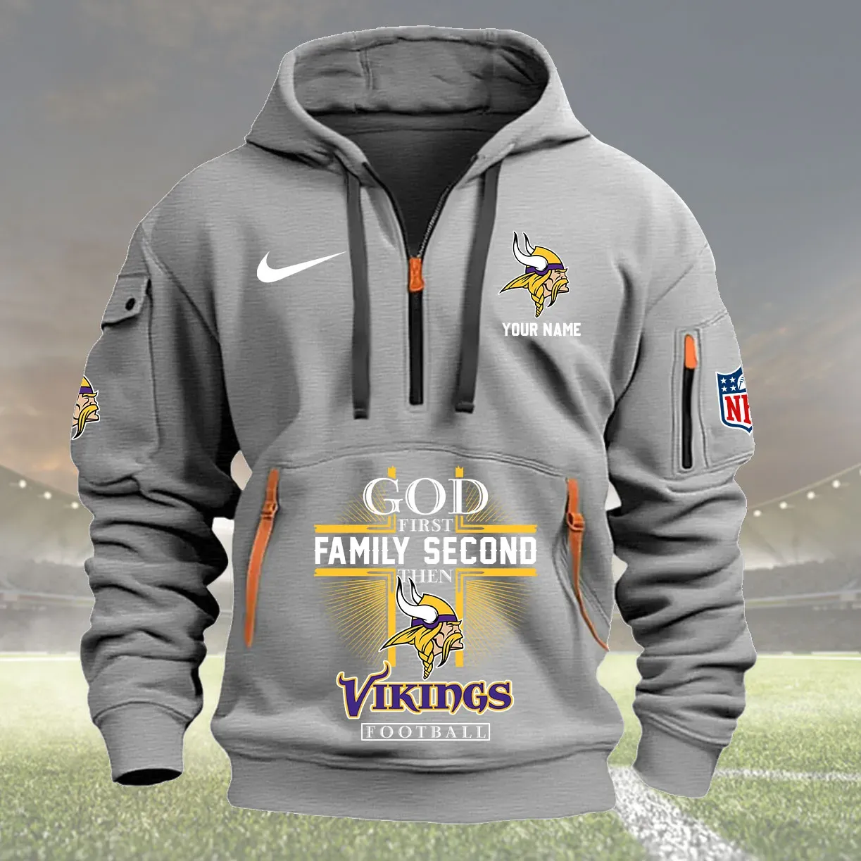 Minnesota Vikings Personalized Heavy Hoodie Quarter Zip Hoodie New Collection 2025