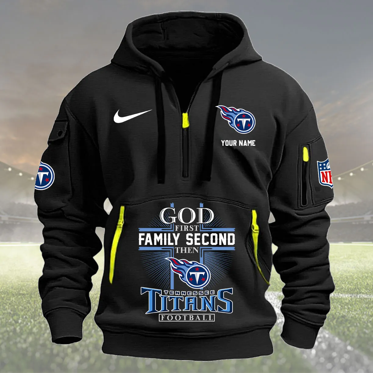 Tennessee Titans Personalized Heavy Hoodie Quarter Zip Hoodie