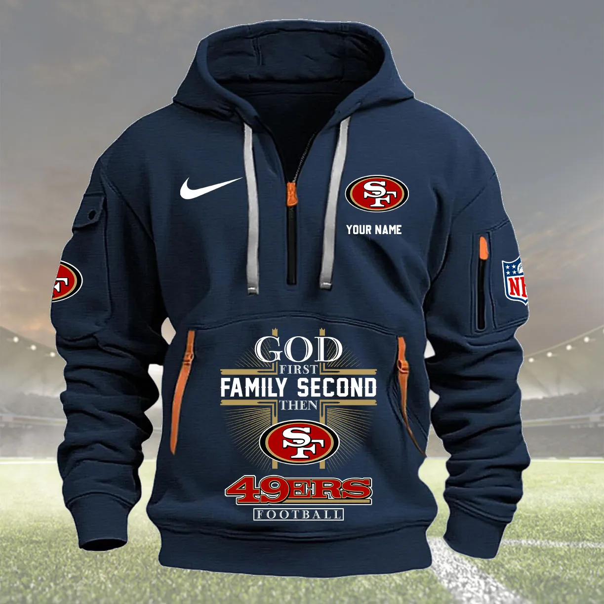 San Francisco 49Ers Personalized Heavy Hoodie Quarter Zip Hoodie