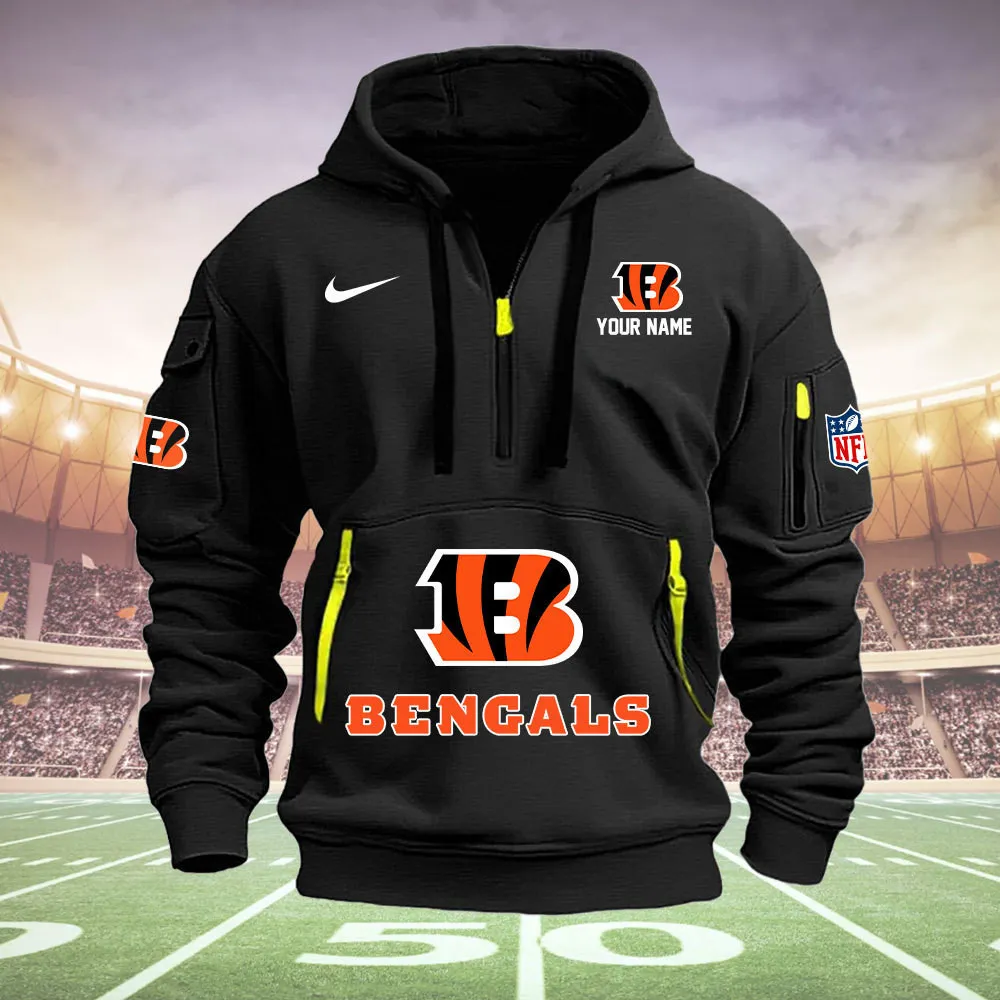 Cincinnati Bengals New Personalized Heavy Hoodie Quarter Zip Hoodie For Fans