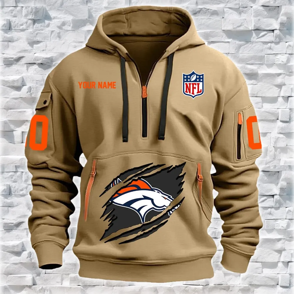 Denver Broncos New Personalized Heavy Hoodie Quarter Zip Hoodie For Men And Women